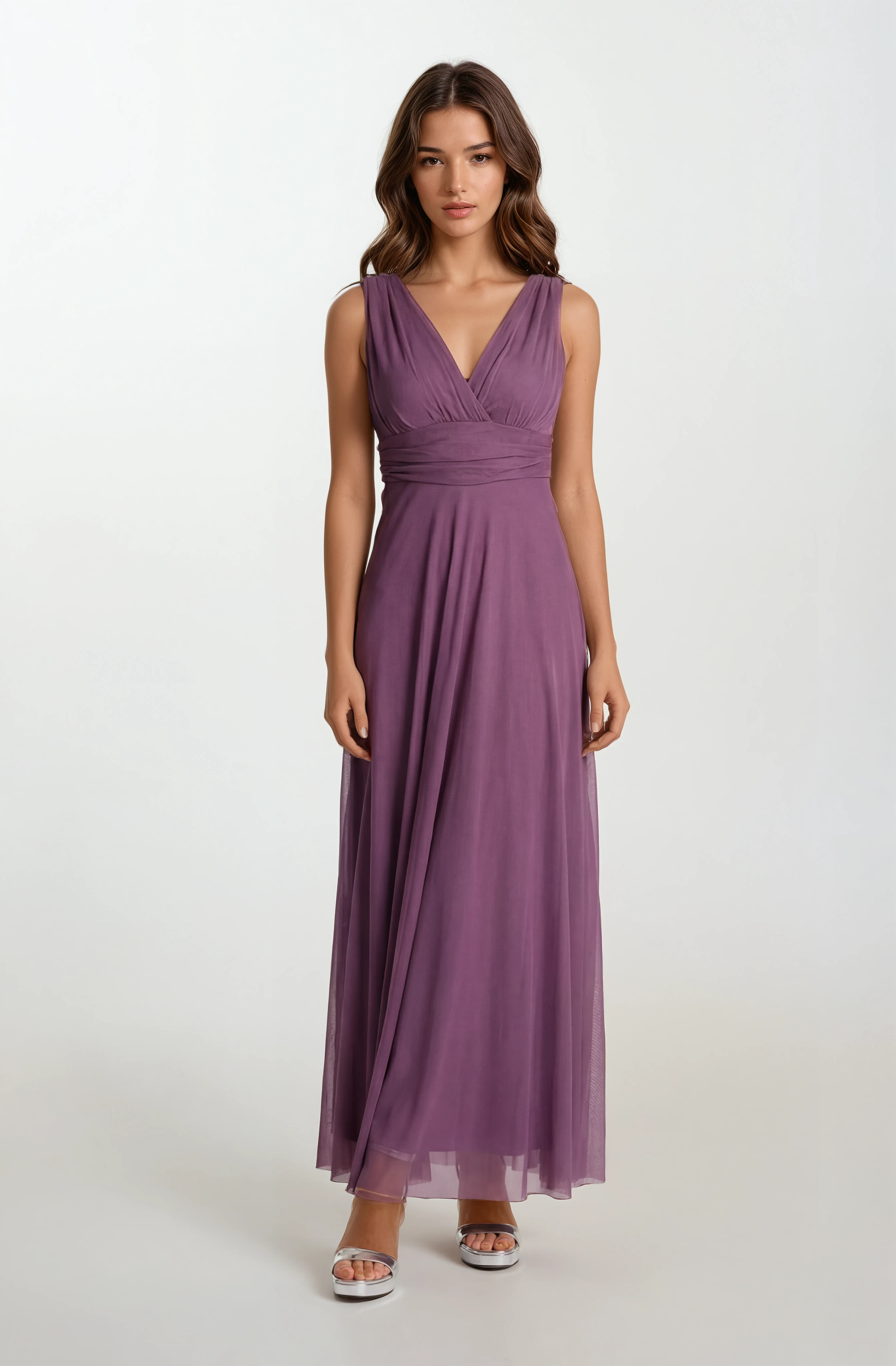 Margaritaı Kruvaze Beli Drapeli Uzun Abiye Elbise MOR