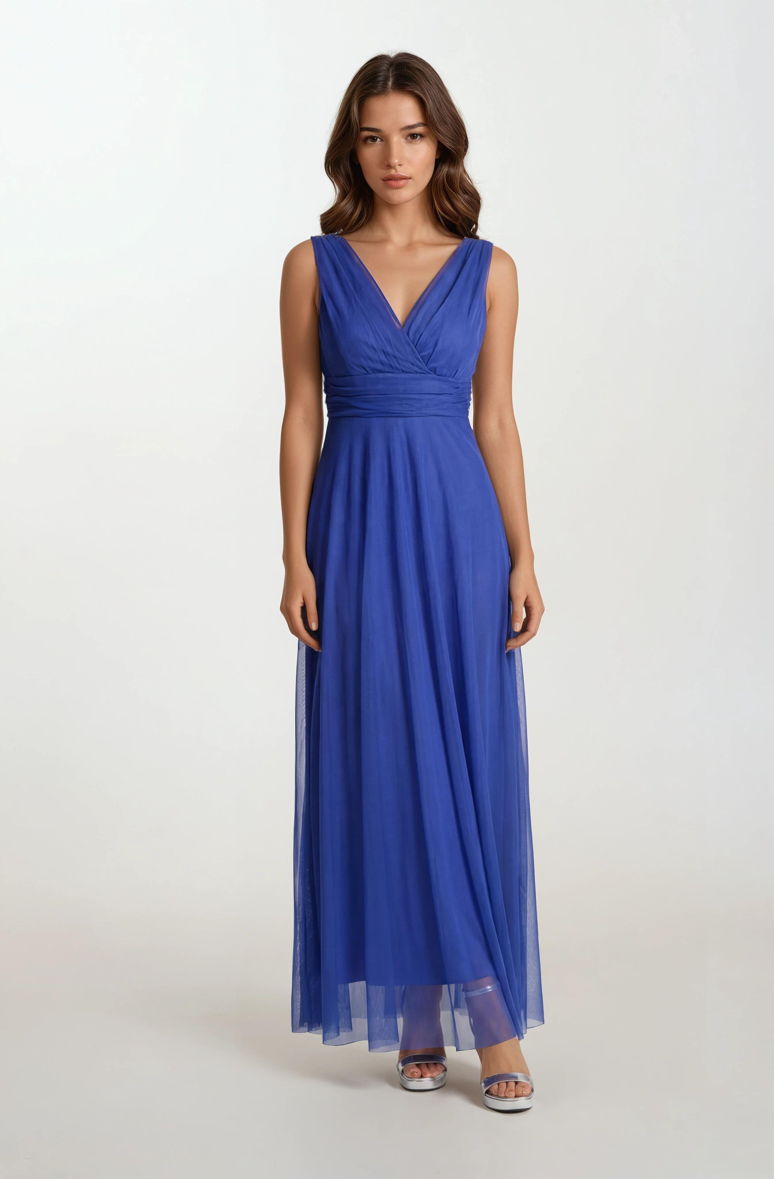 Margaritaı Kruvaze Beli Drapeli Uzun Abiye Elbise SAKS