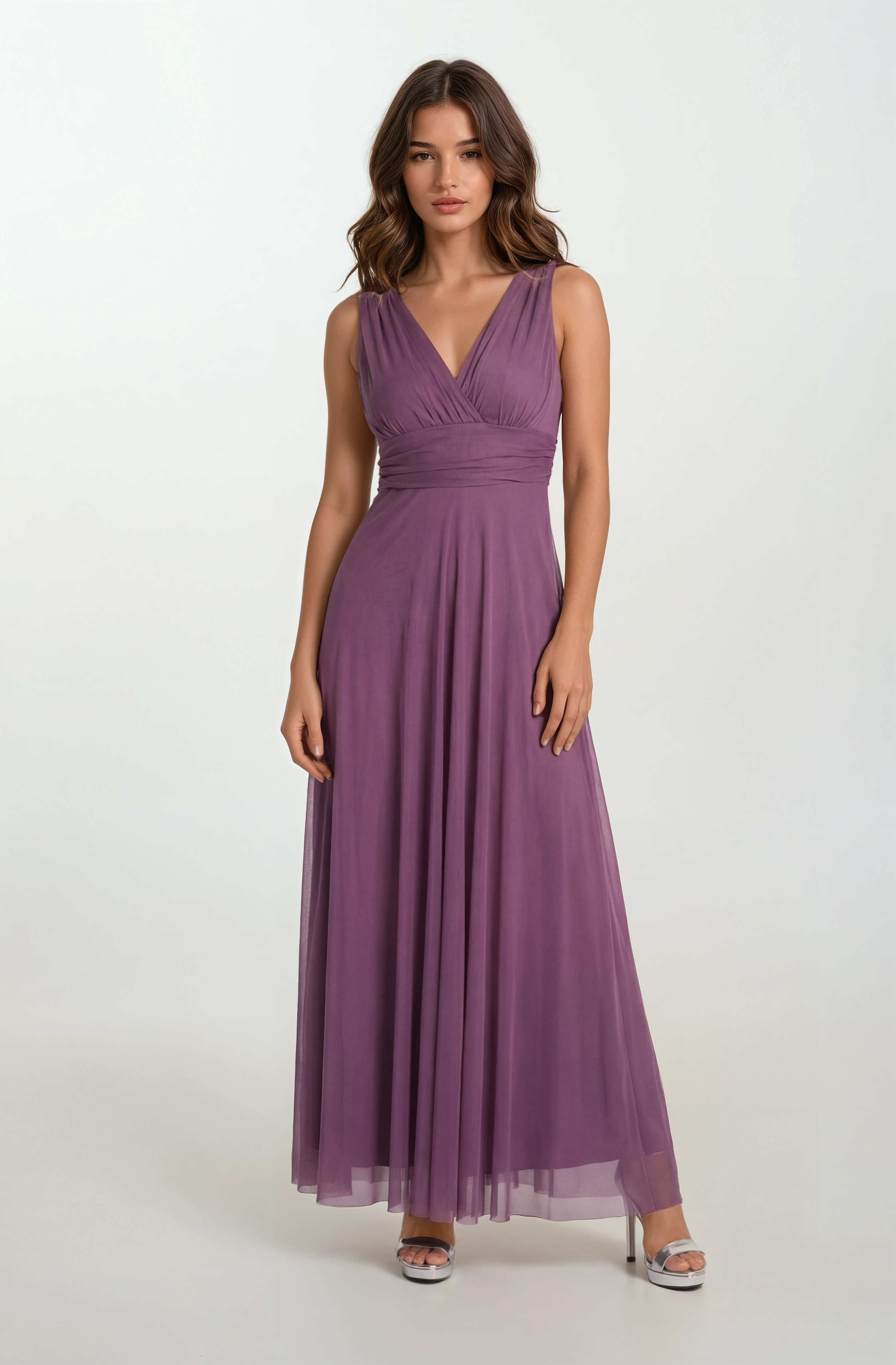 Margaritaı Kruvaze Beli Drapeli Uzun Abiye Elbise MOR