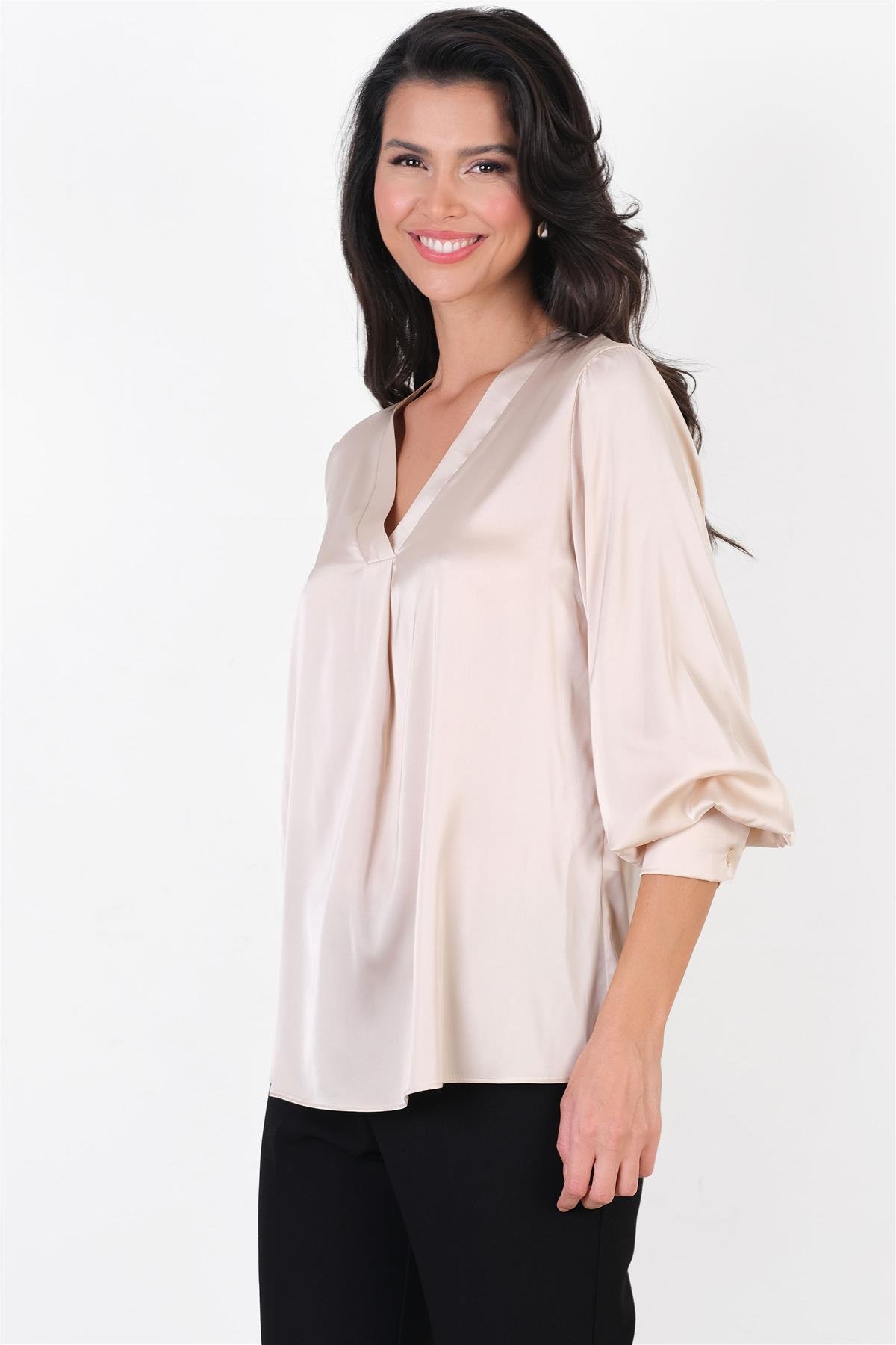 Marsh V Yaka Saten Bluz BEJ