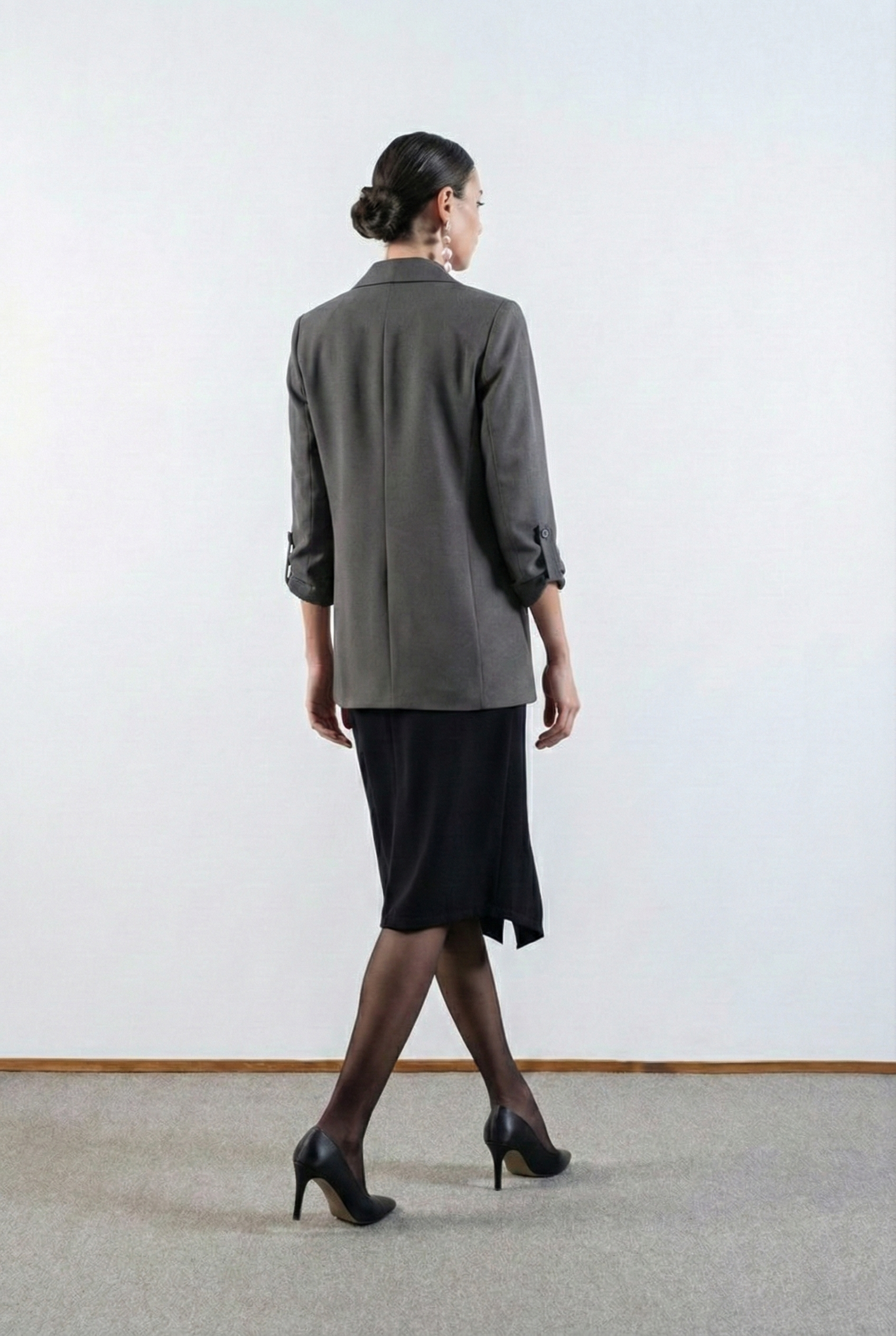 Medarda Salaş Krep Ceket GRİ