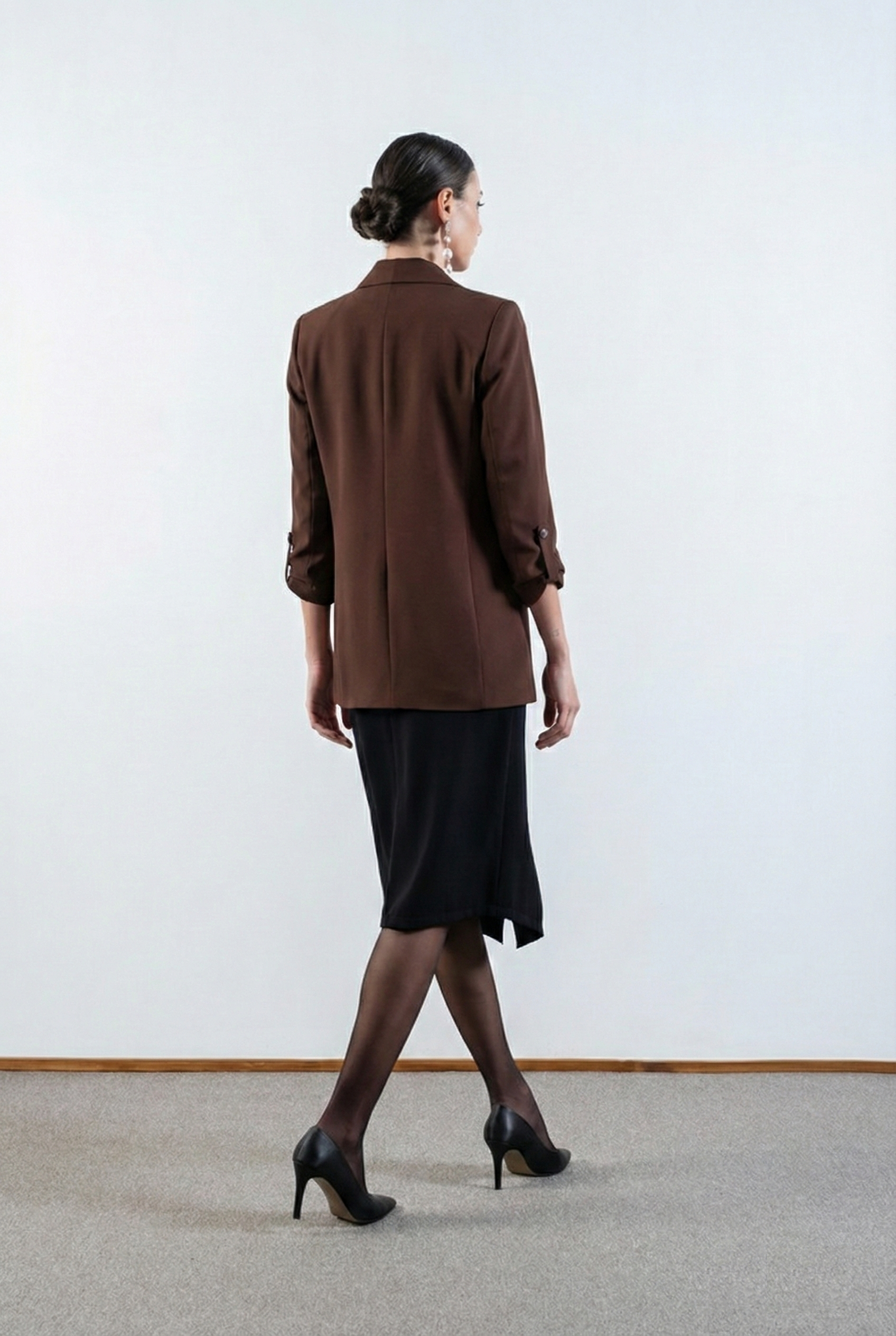 Medarda Salaş Krep Ceket KAHVE