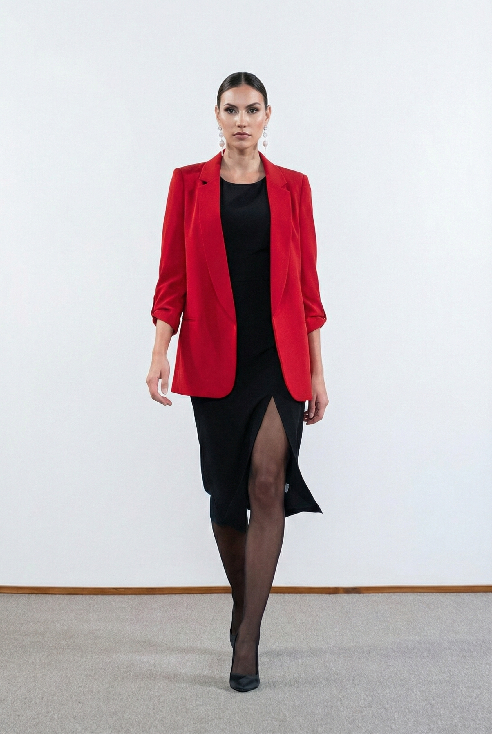 Medarda Salaş Krep Ceket KIRMIZI