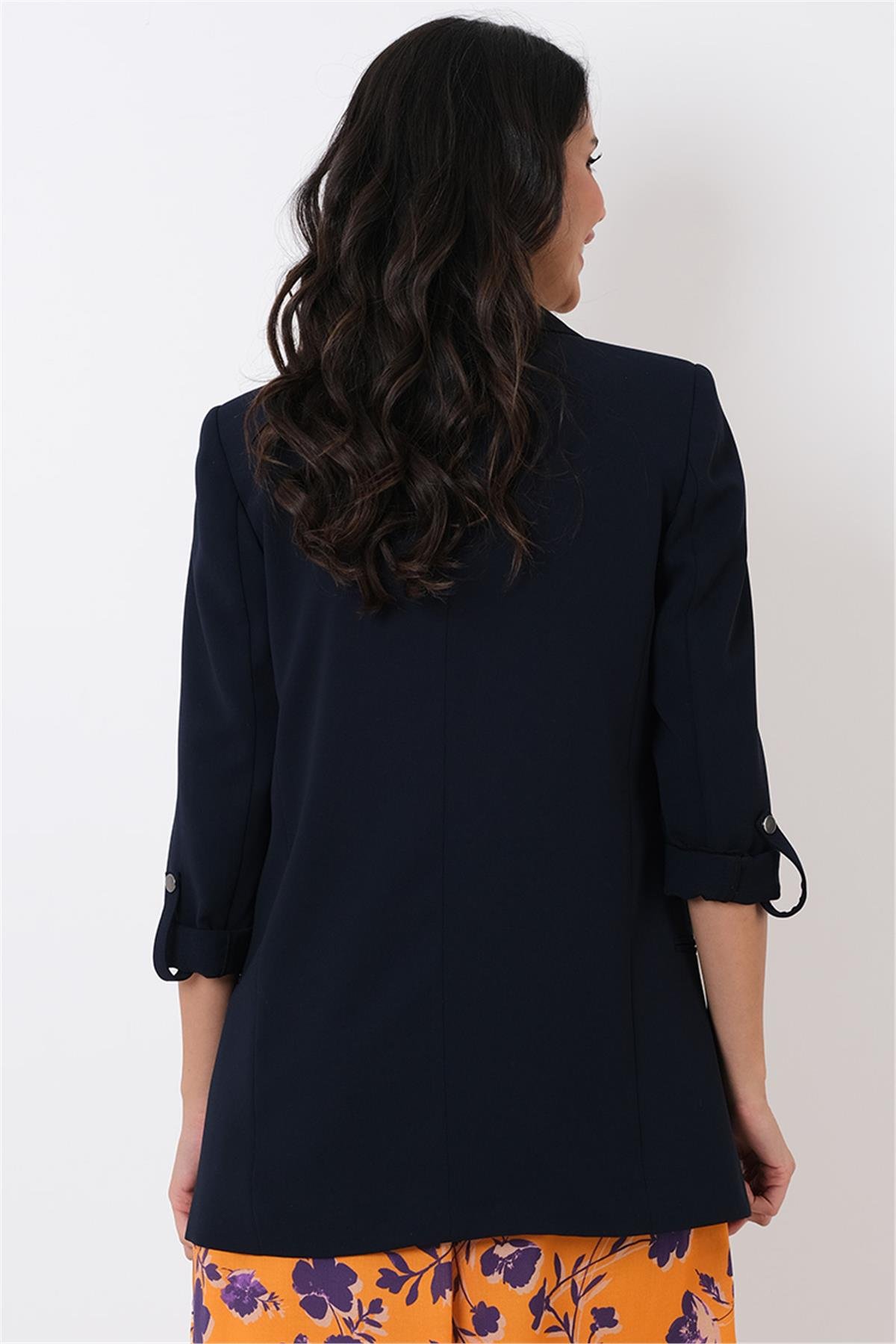 Medarda Salaş Krep Ceket LACİVERT