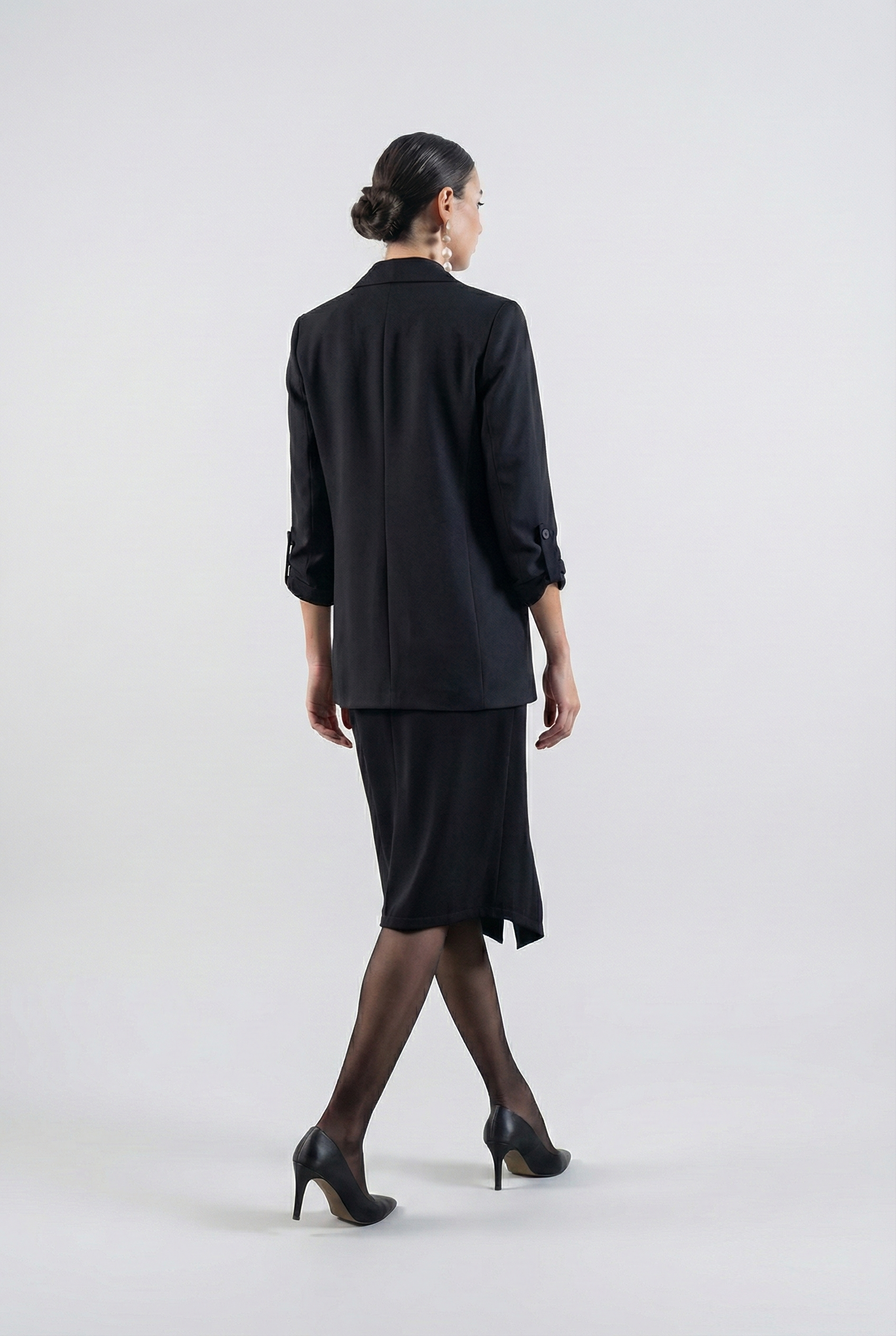 Medarda Salaş Krep Ceket SİYAH