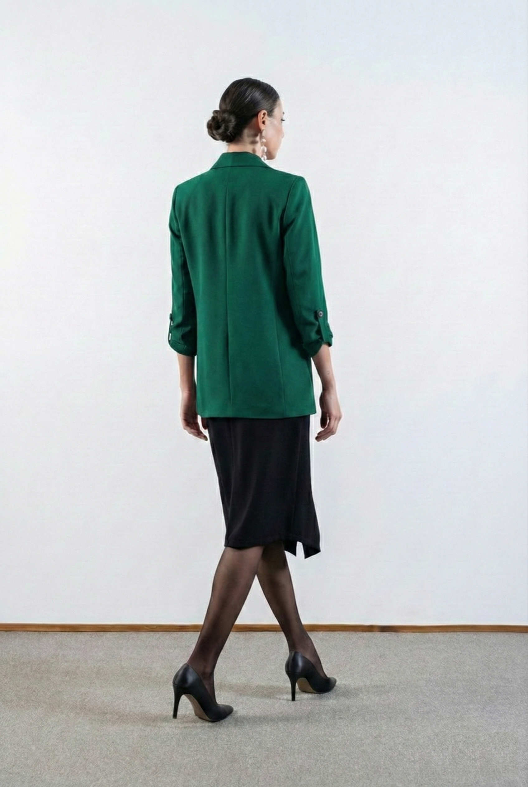 Medarda Salaş Krep Ceket YEŞİL