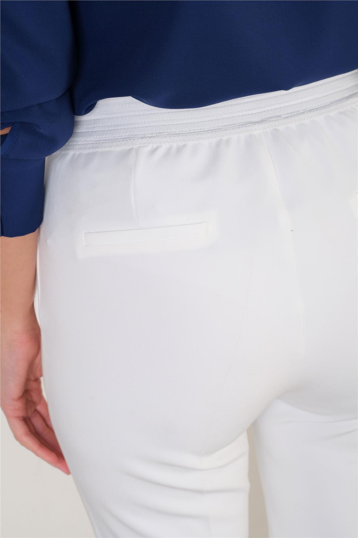Medea Beli Lastikli Dar Paça Pantolon EKRU