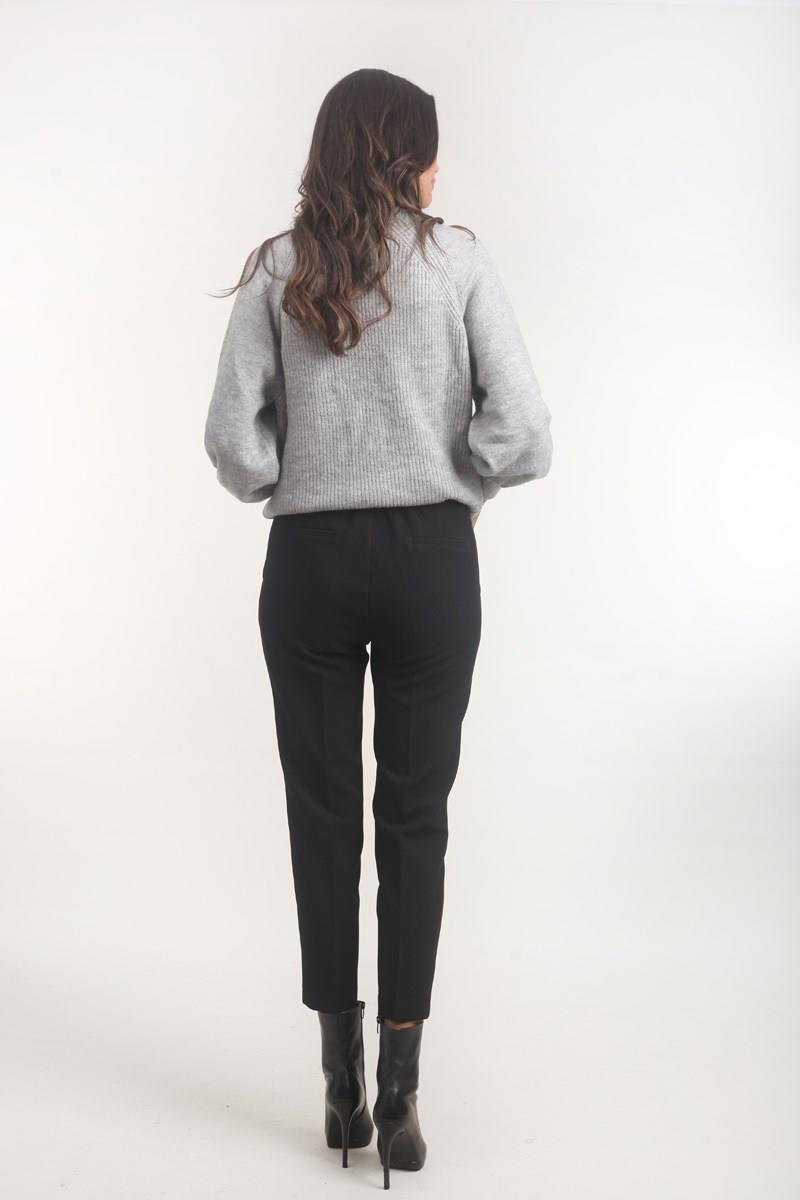 Medea Beli Lastikli Dar Paça Pantolon SİYAH