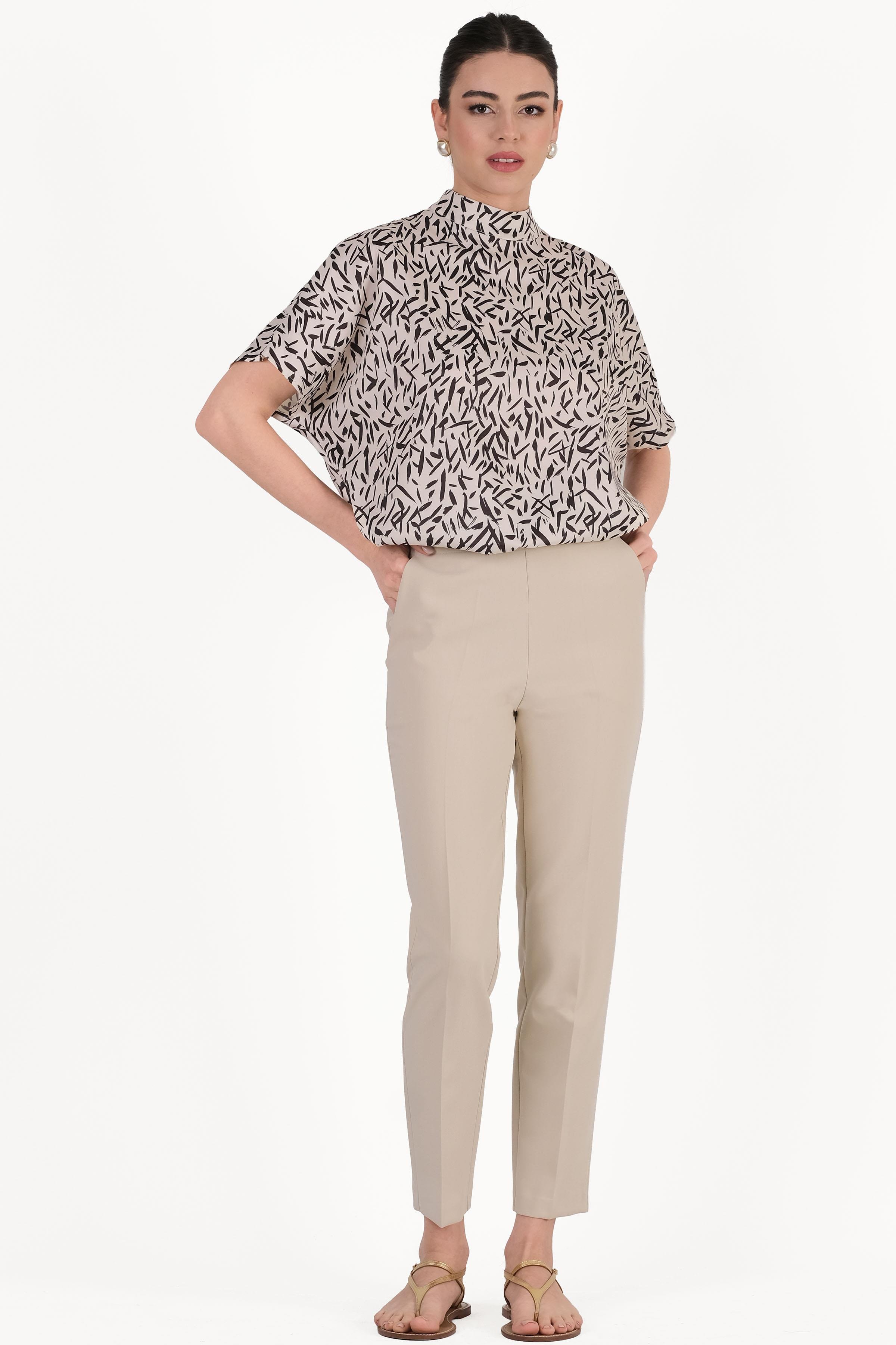 Monika Kemersiz Yüksek Bel Pantolon TAŞ