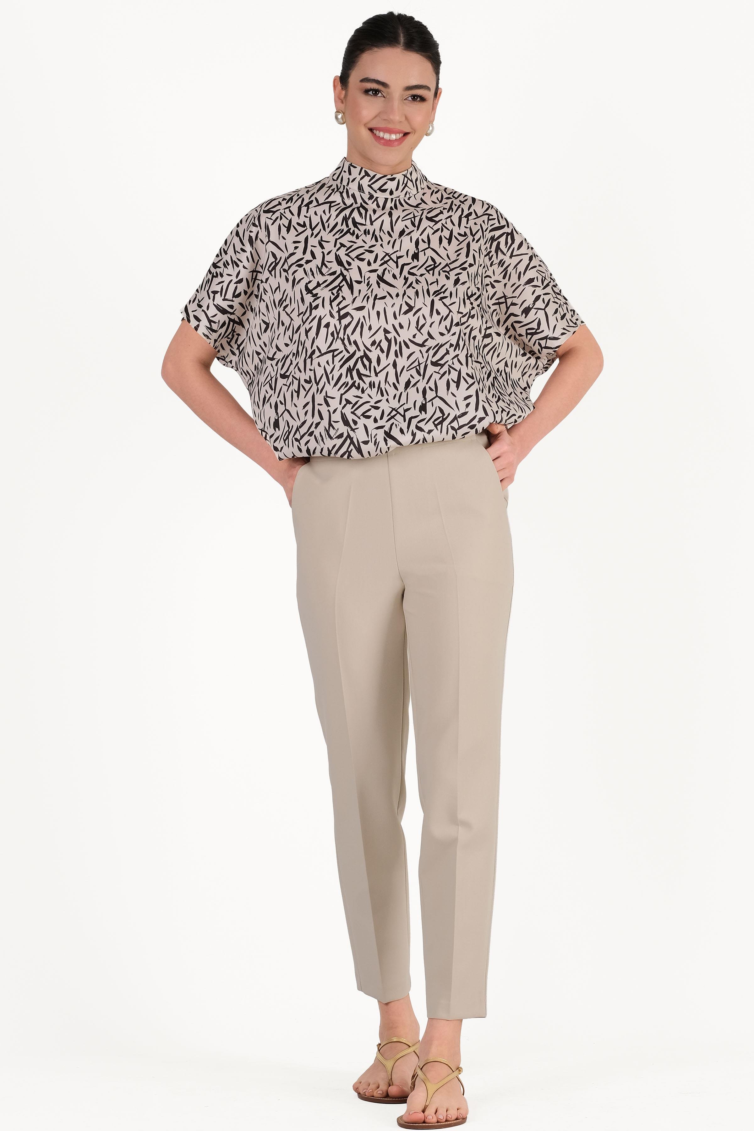 Monika Kemersiz Yüksek Bel Pantolon TAŞ