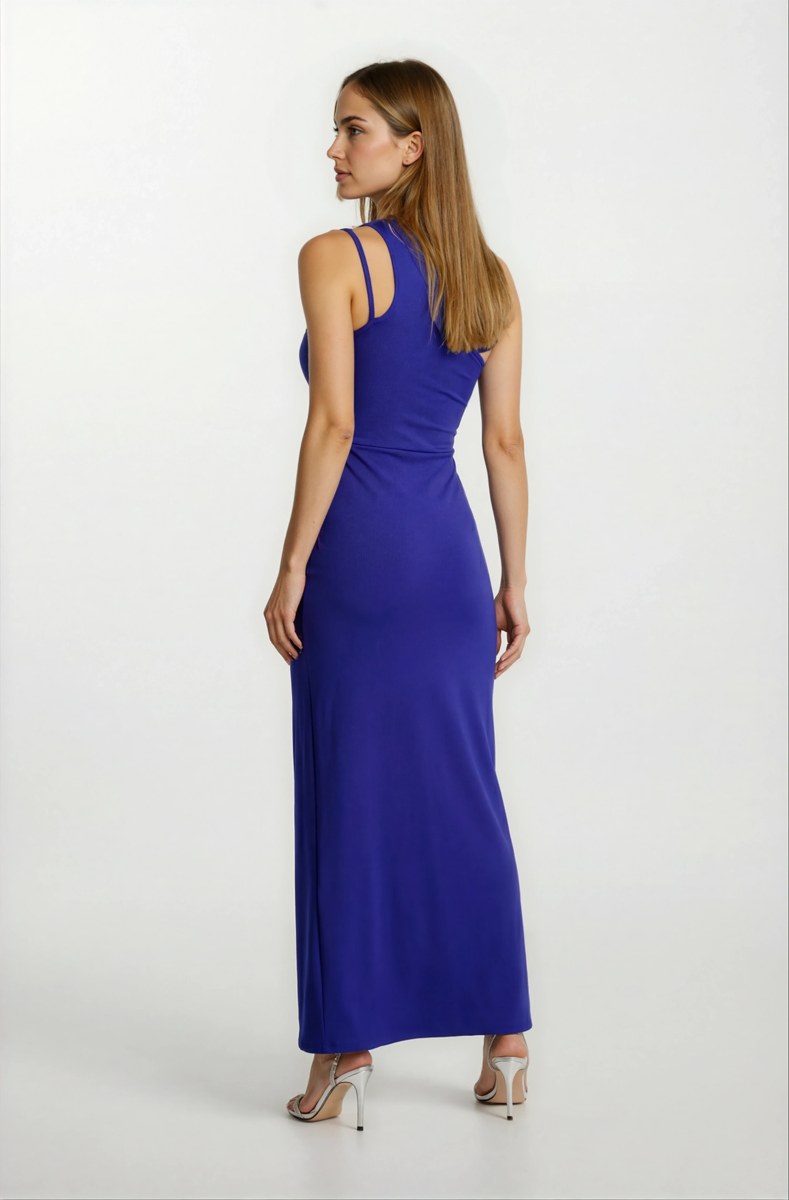 Naomi Tek Kol Yırtmaçlı Uzun Abiye Elbise SAKS