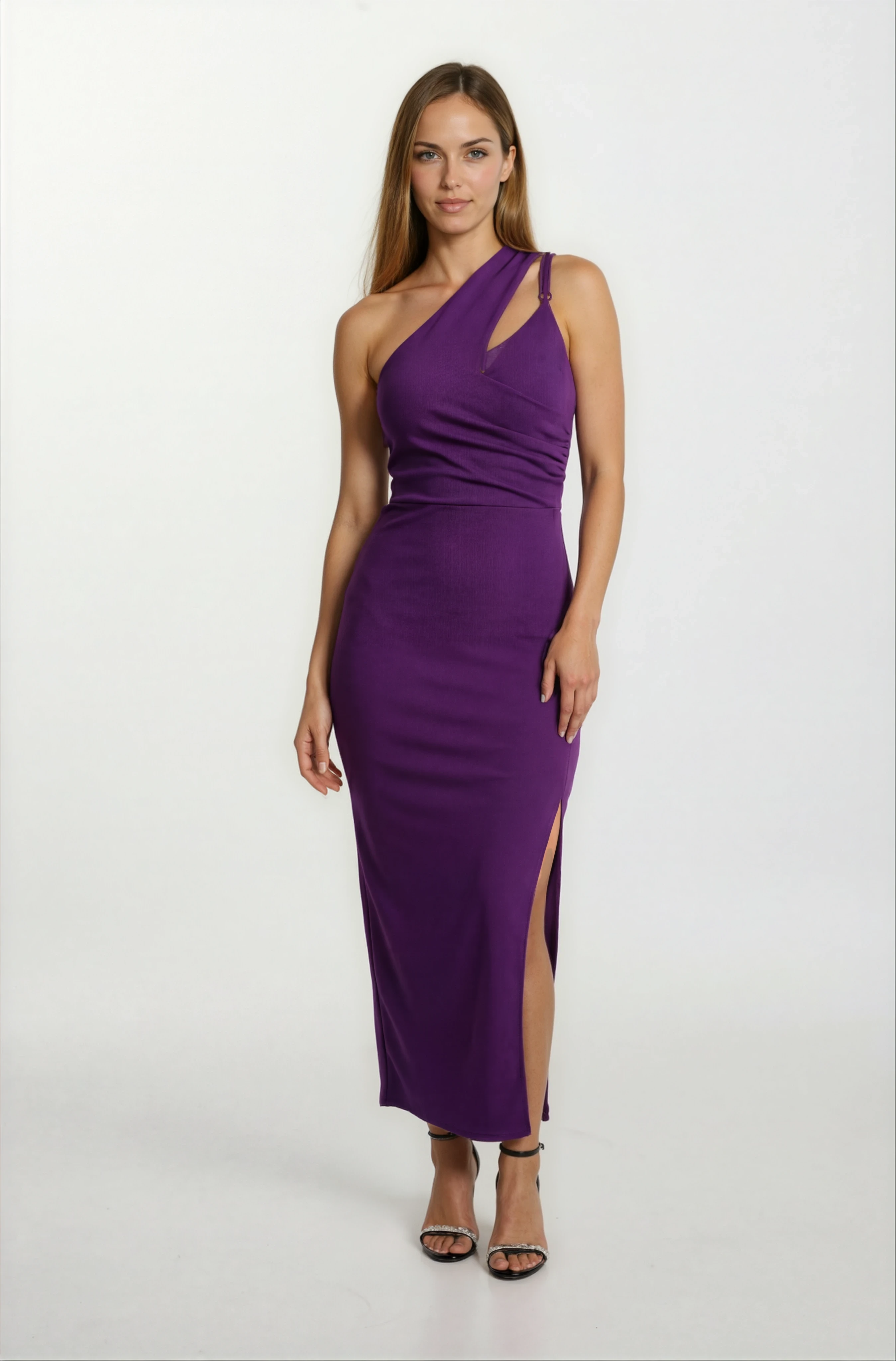 Naomi Tek Kol Yırtmaçlı Uzun Abiye Elbise MENEKSE