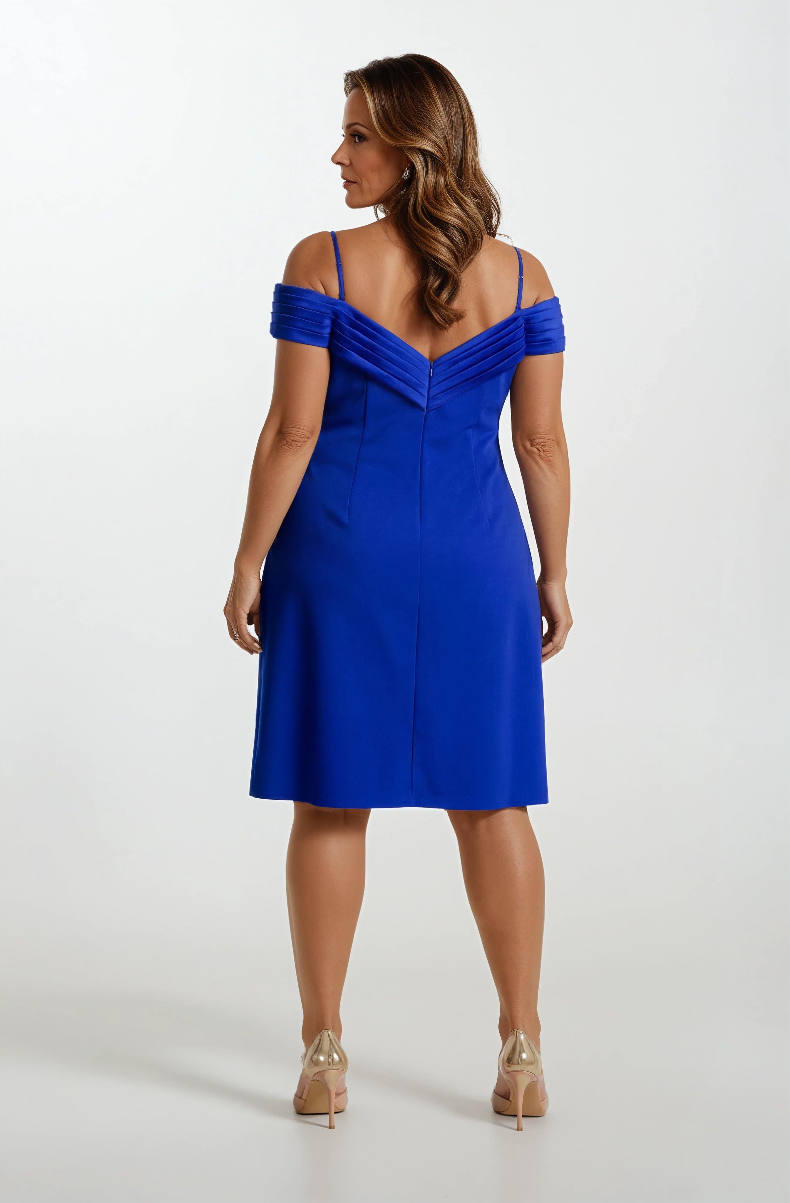 Odolina İnce Askılı Kruvaze Kayık Yaka Kısa Abiye Elbise SAKS