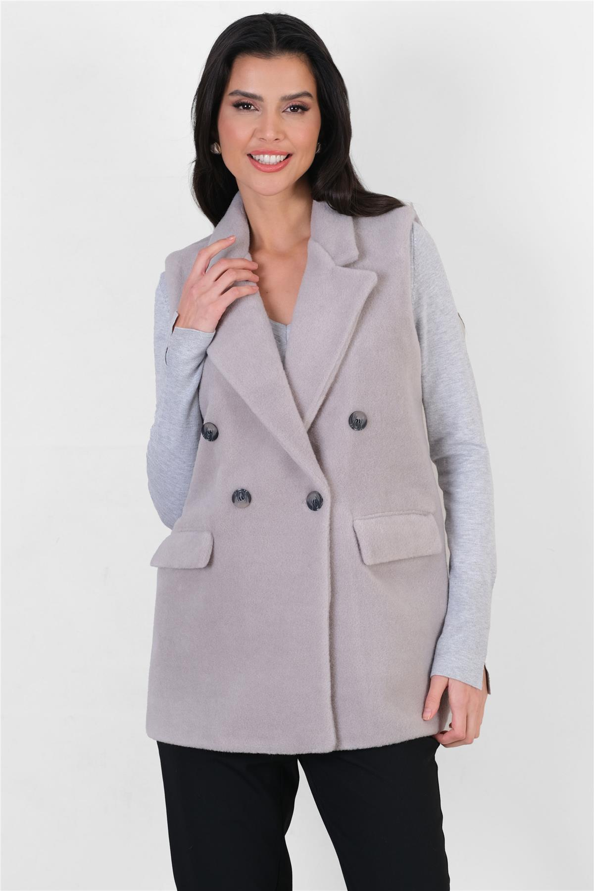 Onide Kruvaze Kolsuz Blazer Kaban GRİ