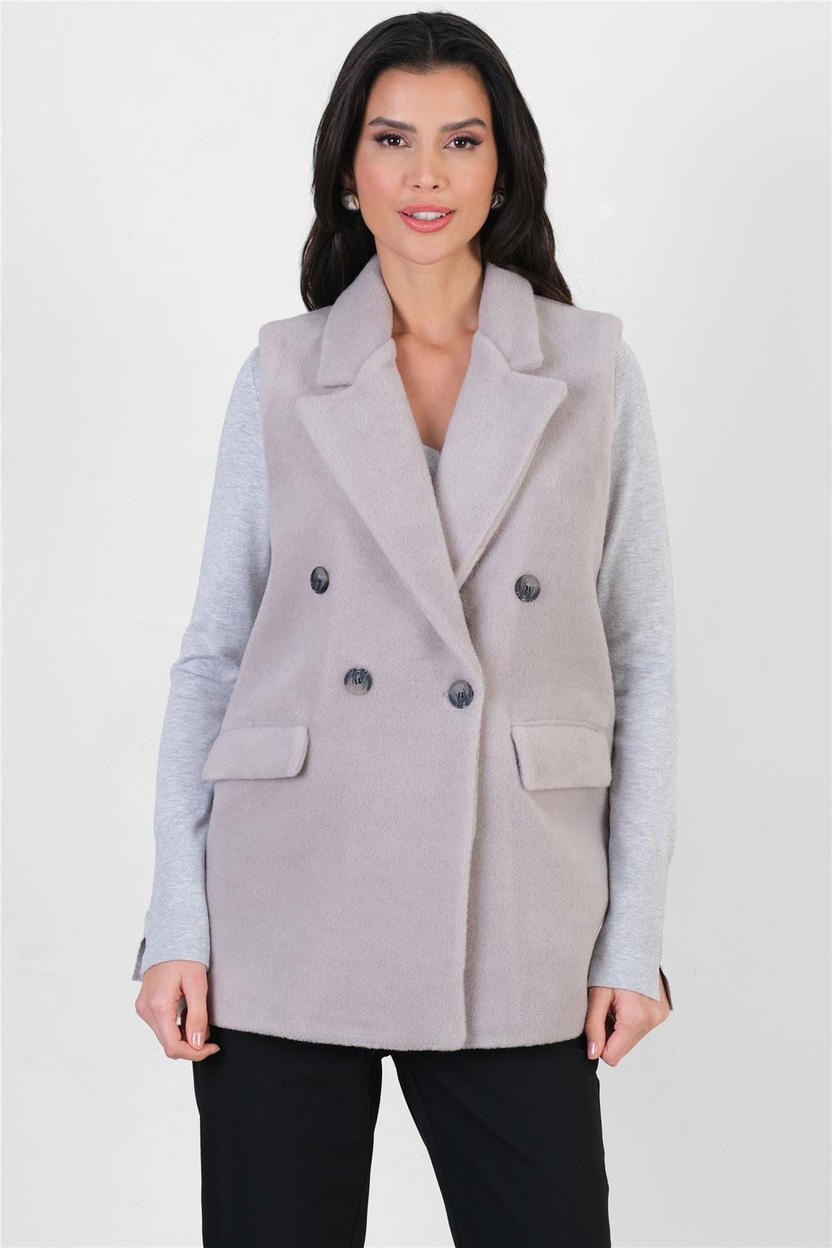 Onide Kruvaze Kolsuz Blazer Kaban GRİ