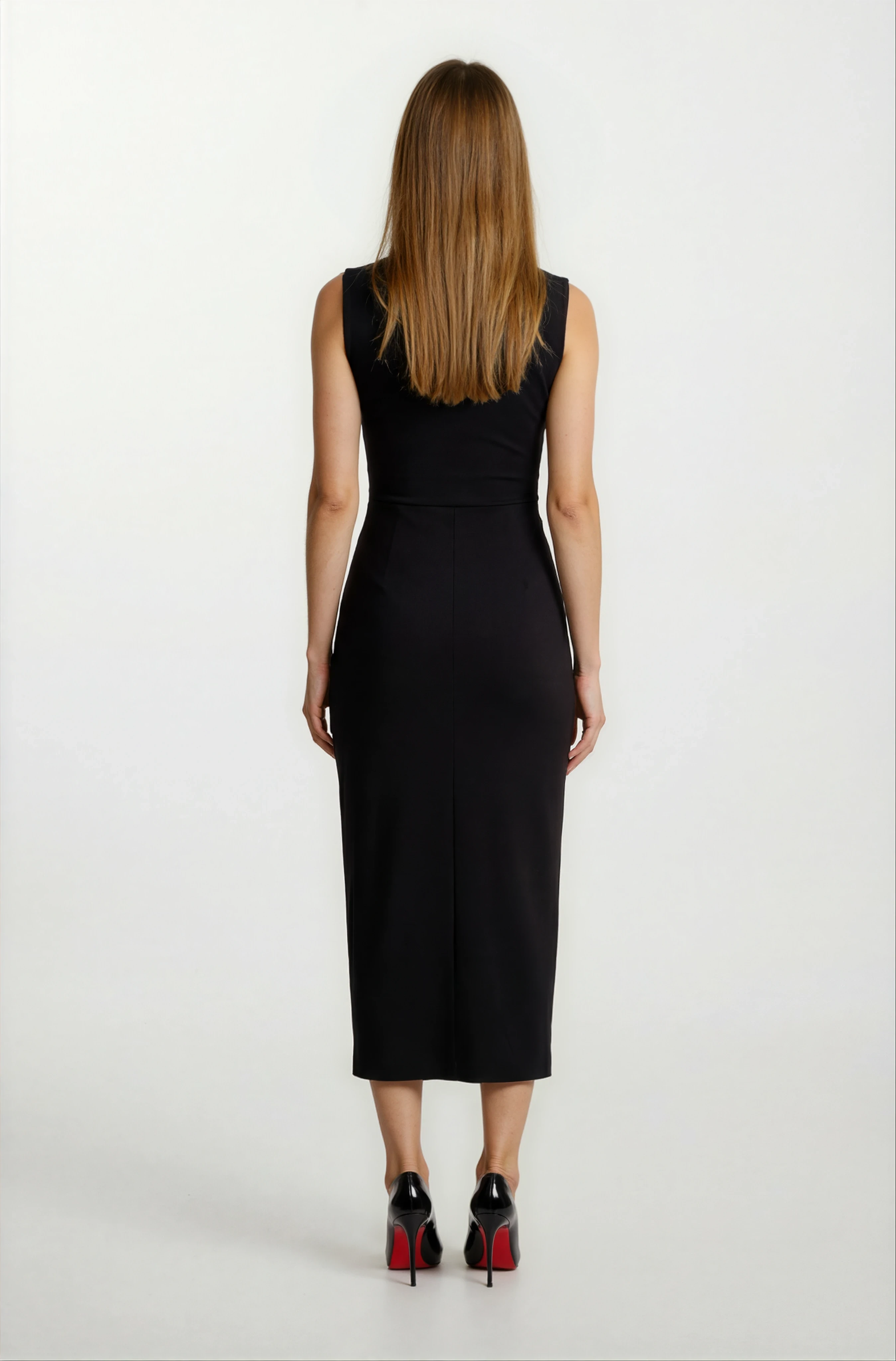 Onisto Omuz Pileli Önü Derin V Uzun Abiye Elbise SİYAH