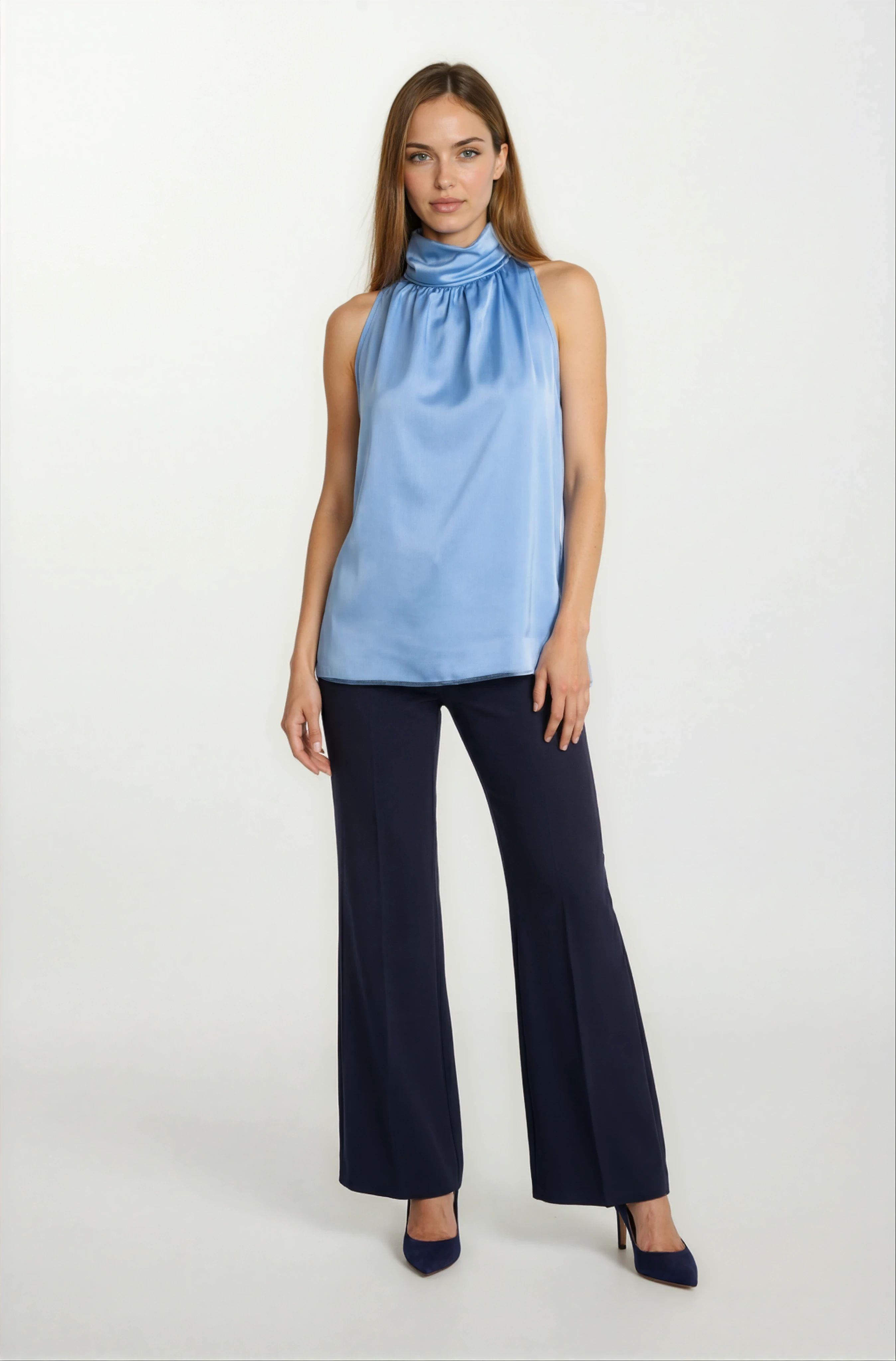 Oresto Düşük Bel Lastikli İspanyol Paça Pantolon LACİVERT