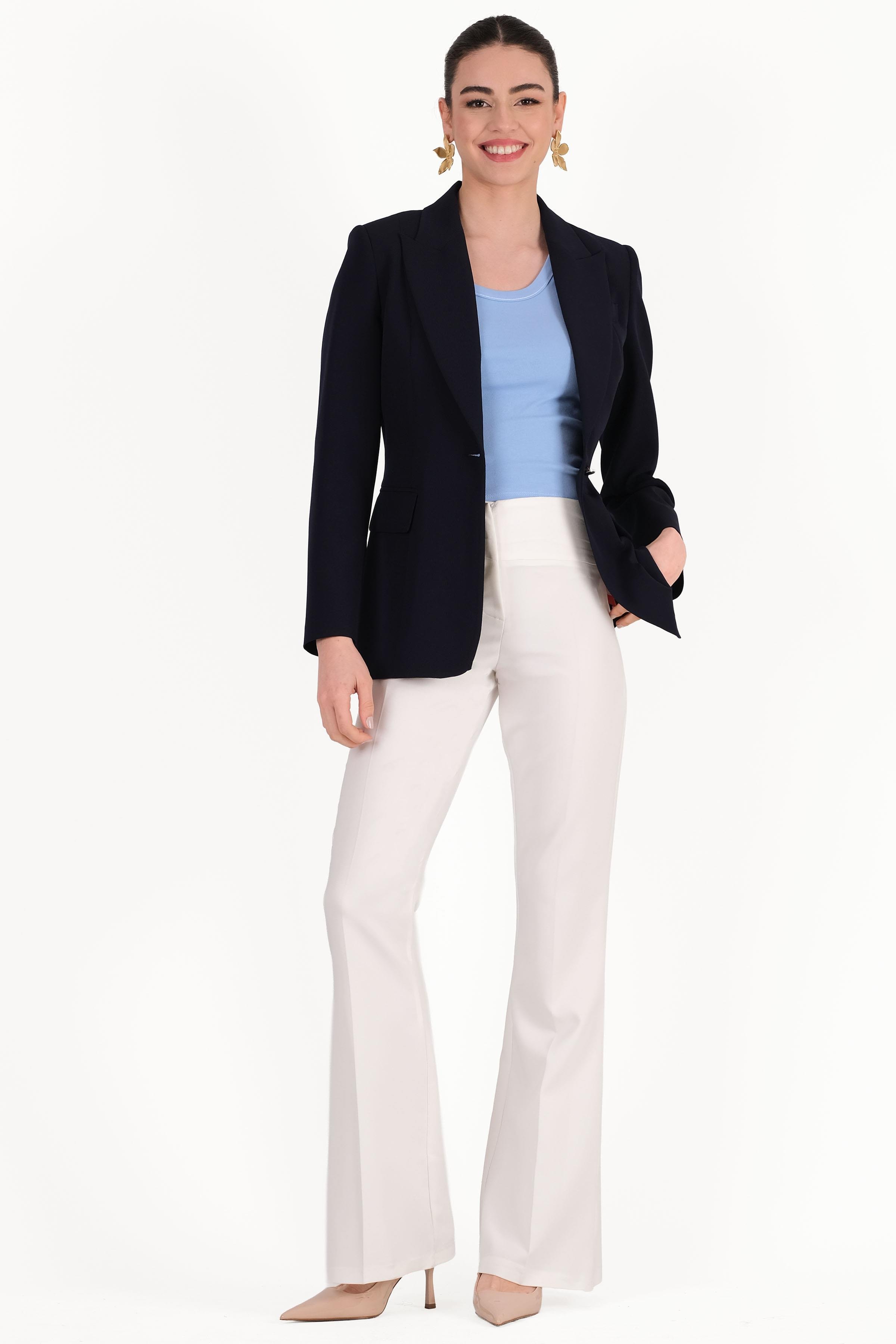 Oretta Yüksek Bel İspanyol Paça Pantolon EKRU