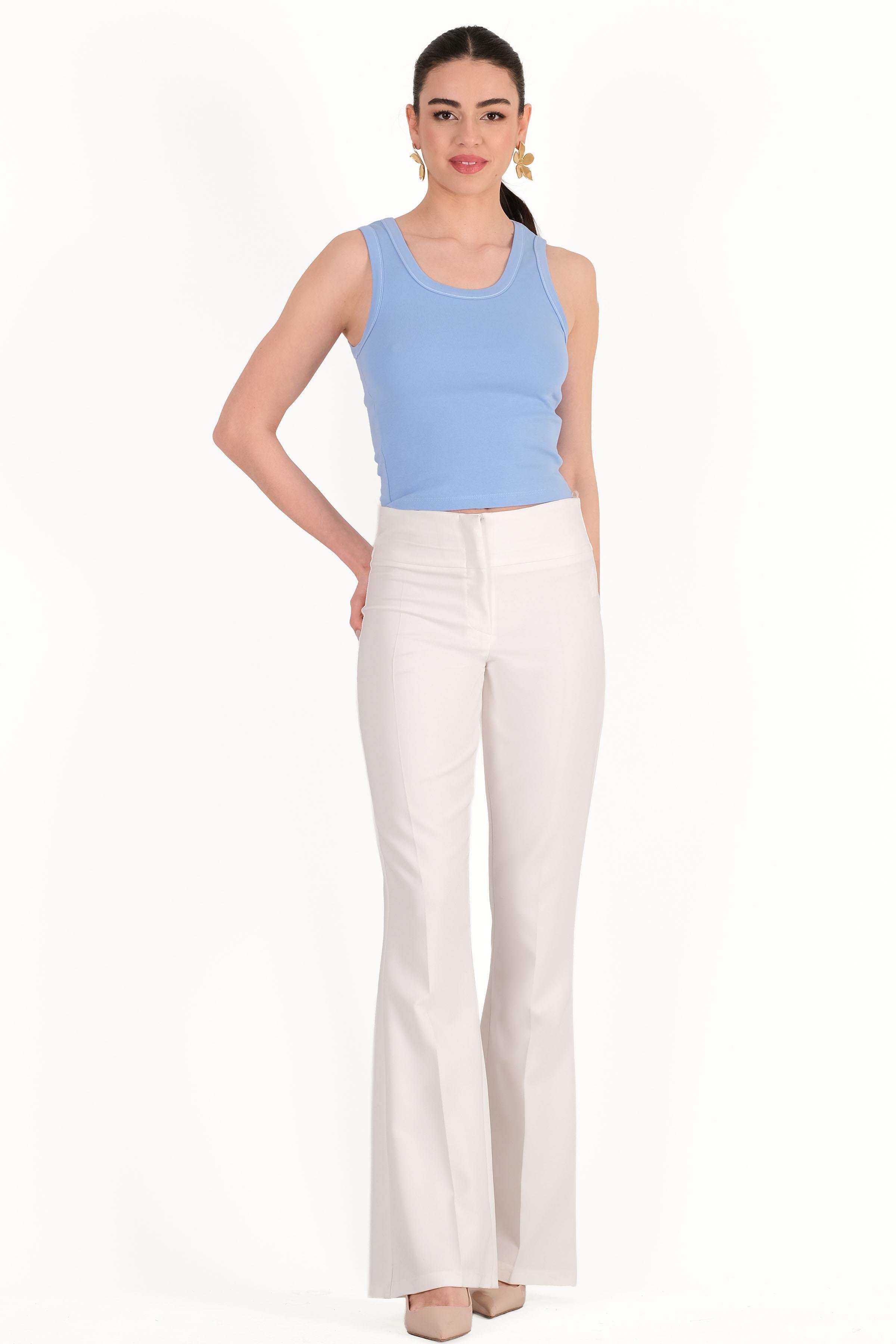 Oretta Yüksek Bel İspanyol Paça Pantolon EKRU