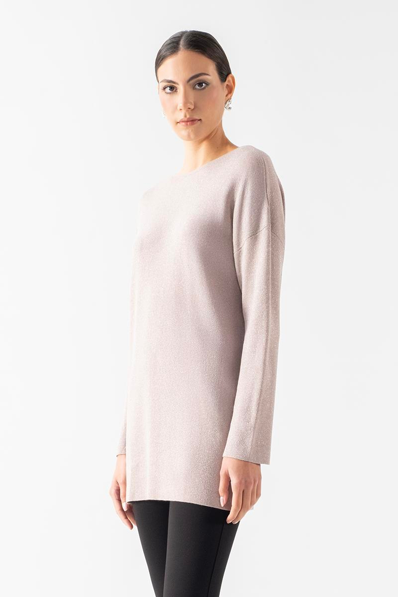 Orianna Yuvarlk Yaka Sırtı V Pencere Detaylı Triko VİZON