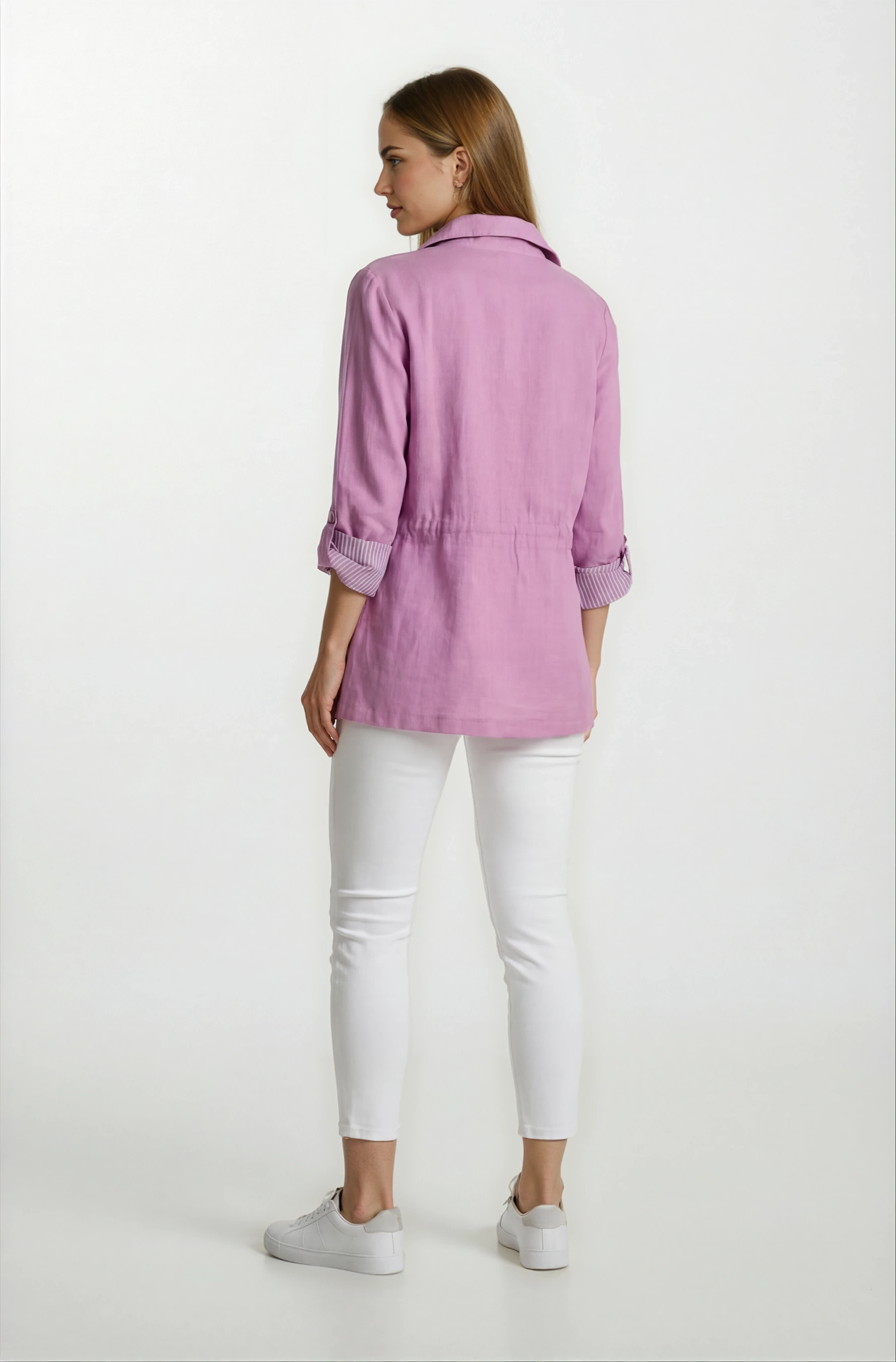 Oriente Dik Yaka Fermuarlı Çıtçıtlı Safari Mont LİLA