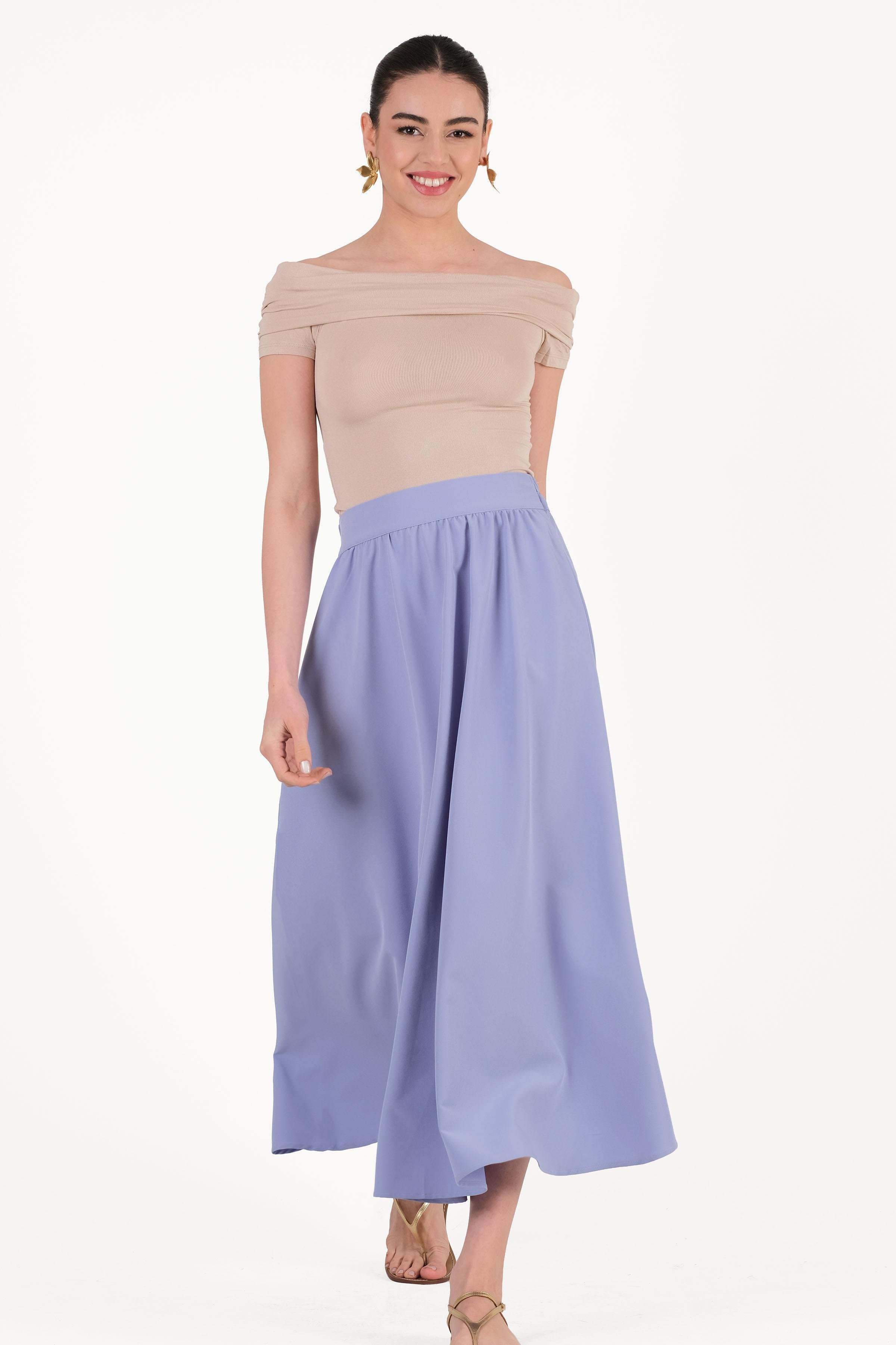 Oringa Arka Bel Lastikli Kloş Etek MAVİ