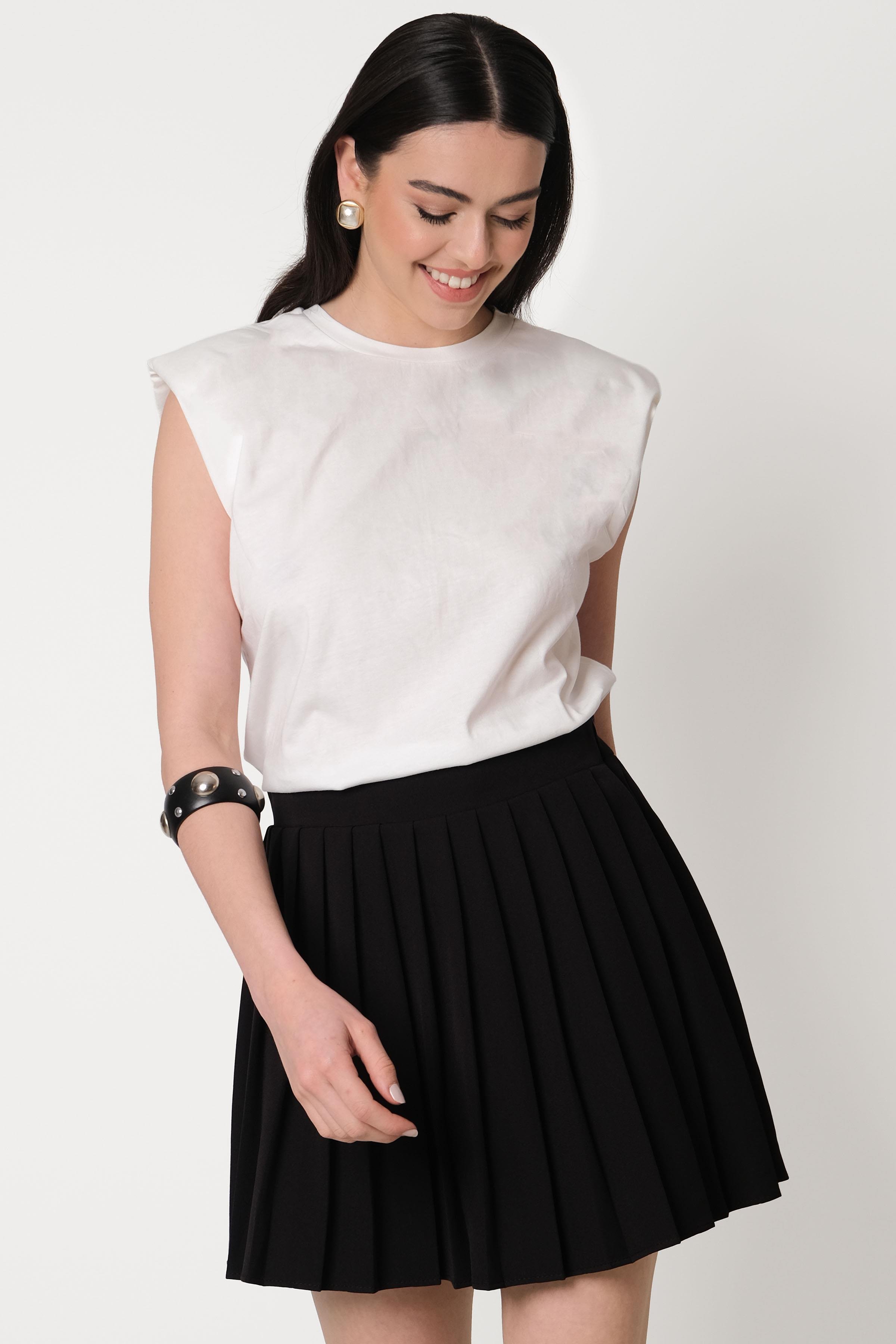 Ormella Pileli Mini Etek SİYAH