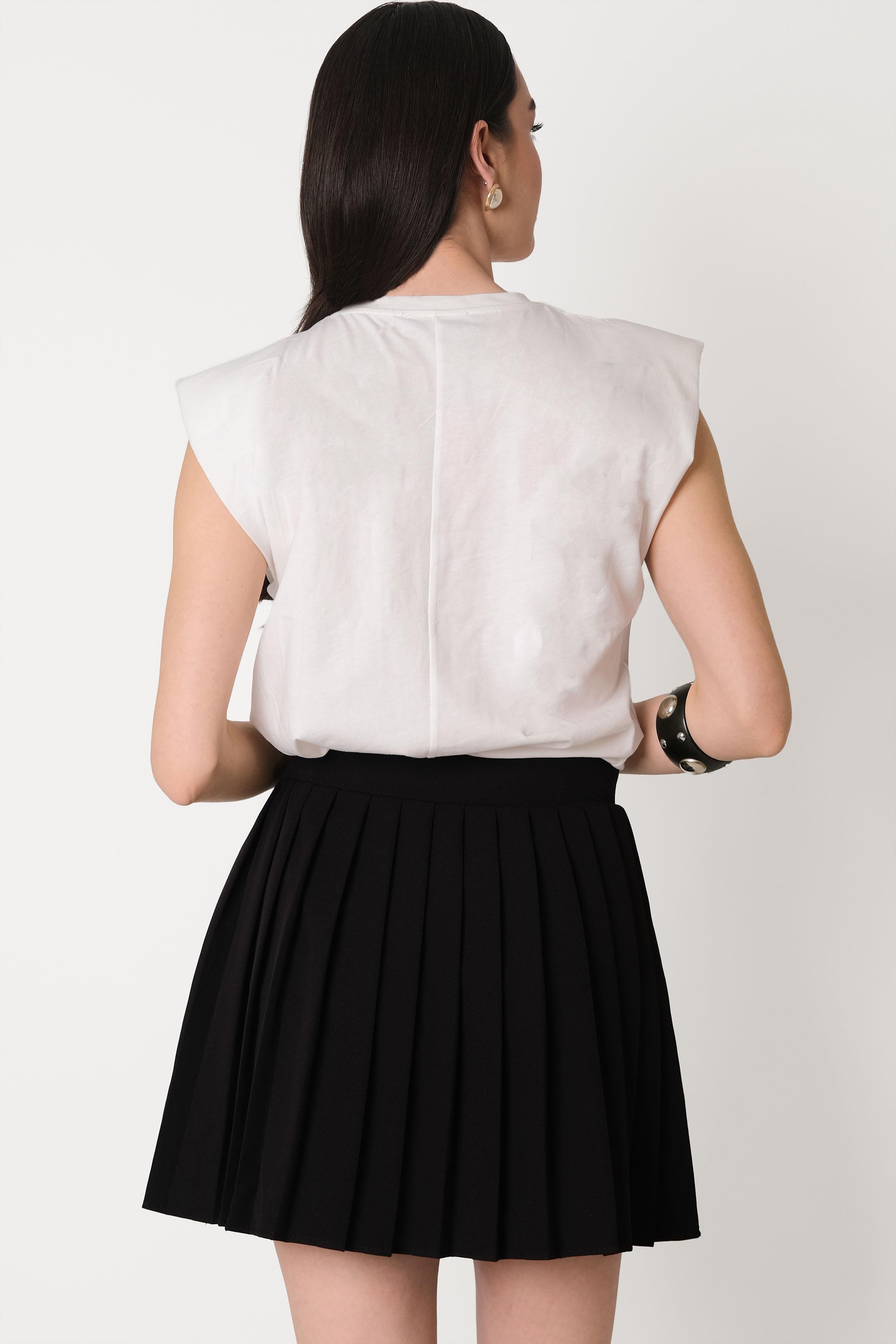 Ormella Pileli Mini Etek SİYAH