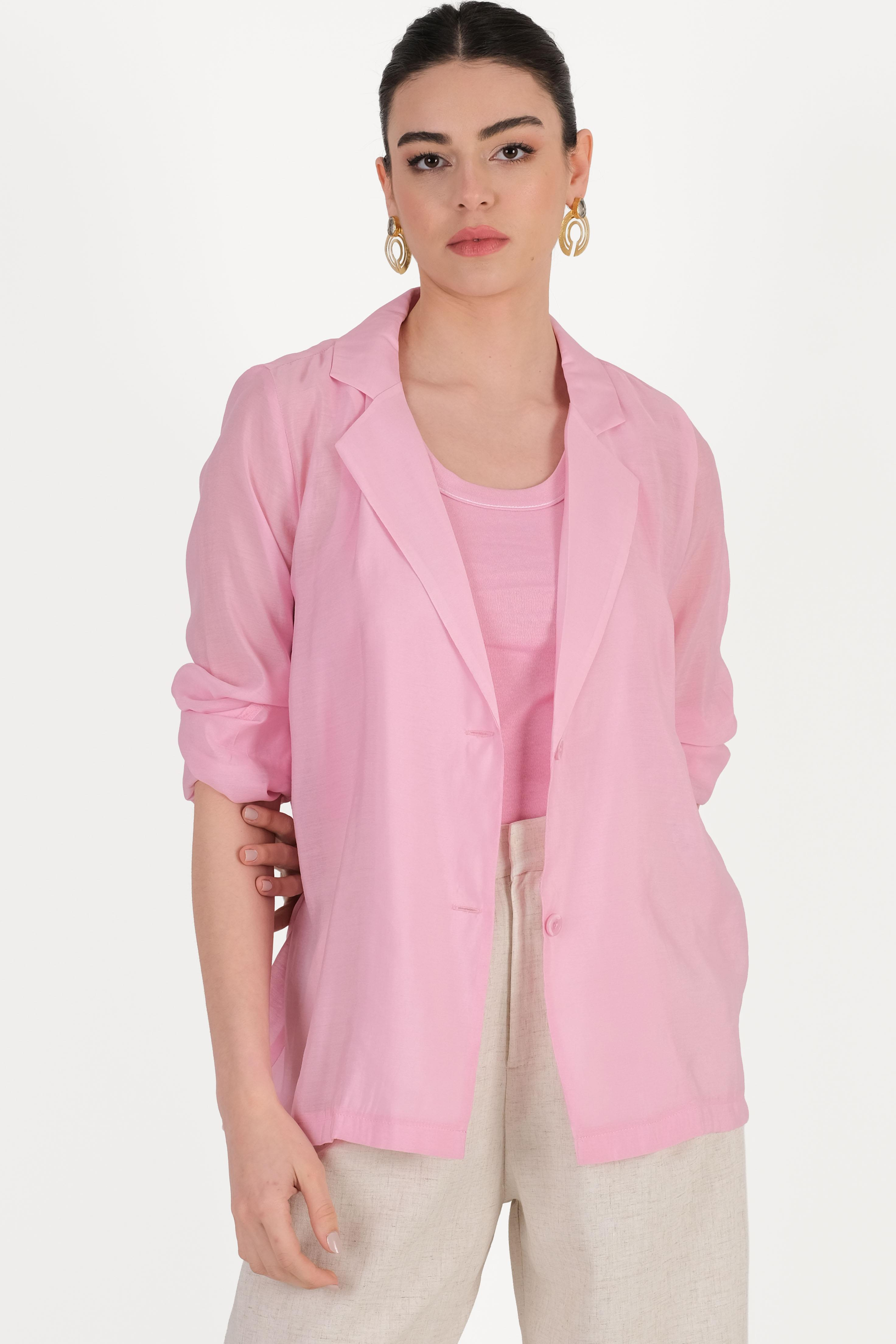 Ormondo Klasik Yaka  Astarsız Ceket PEMBE
