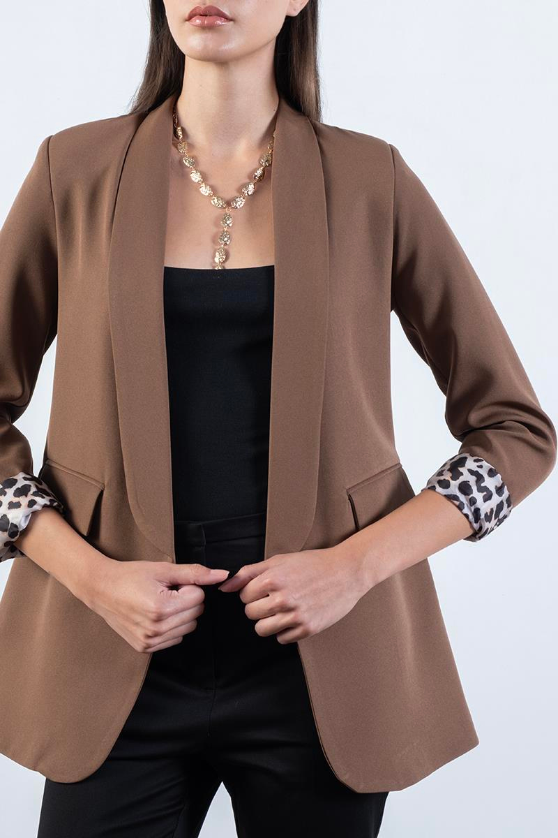 Orsilda Şal Yakada Gül Detaylı Ceket KAHVE