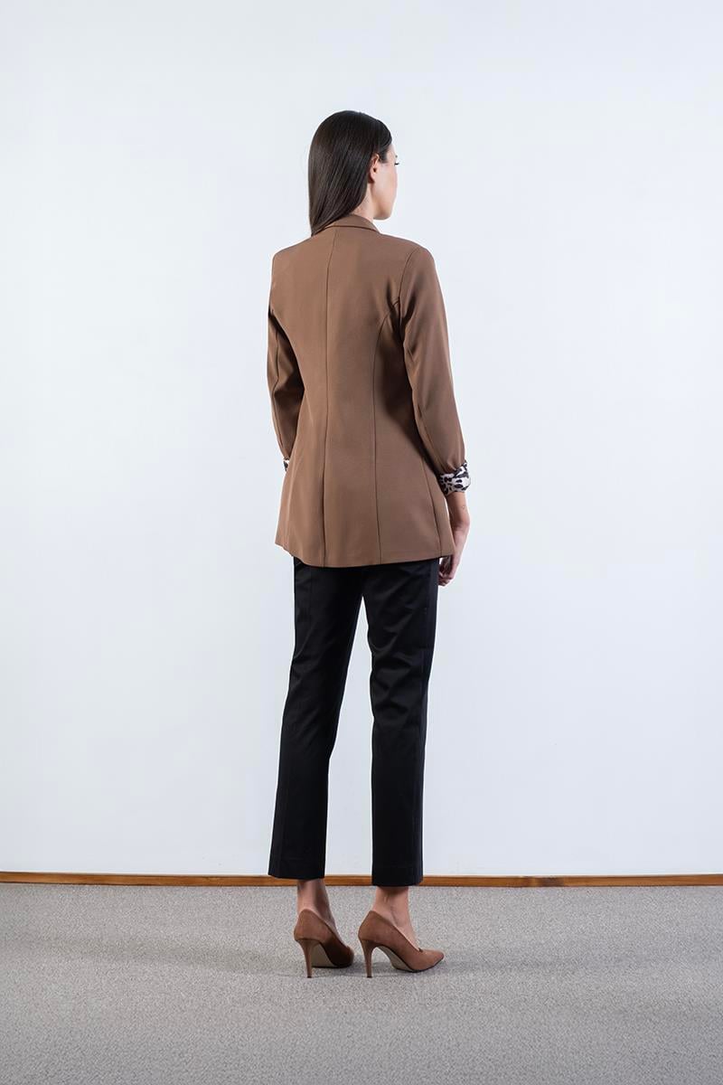 Orsilda Şal Yakada Gül Detaylı Ceket KAHVE