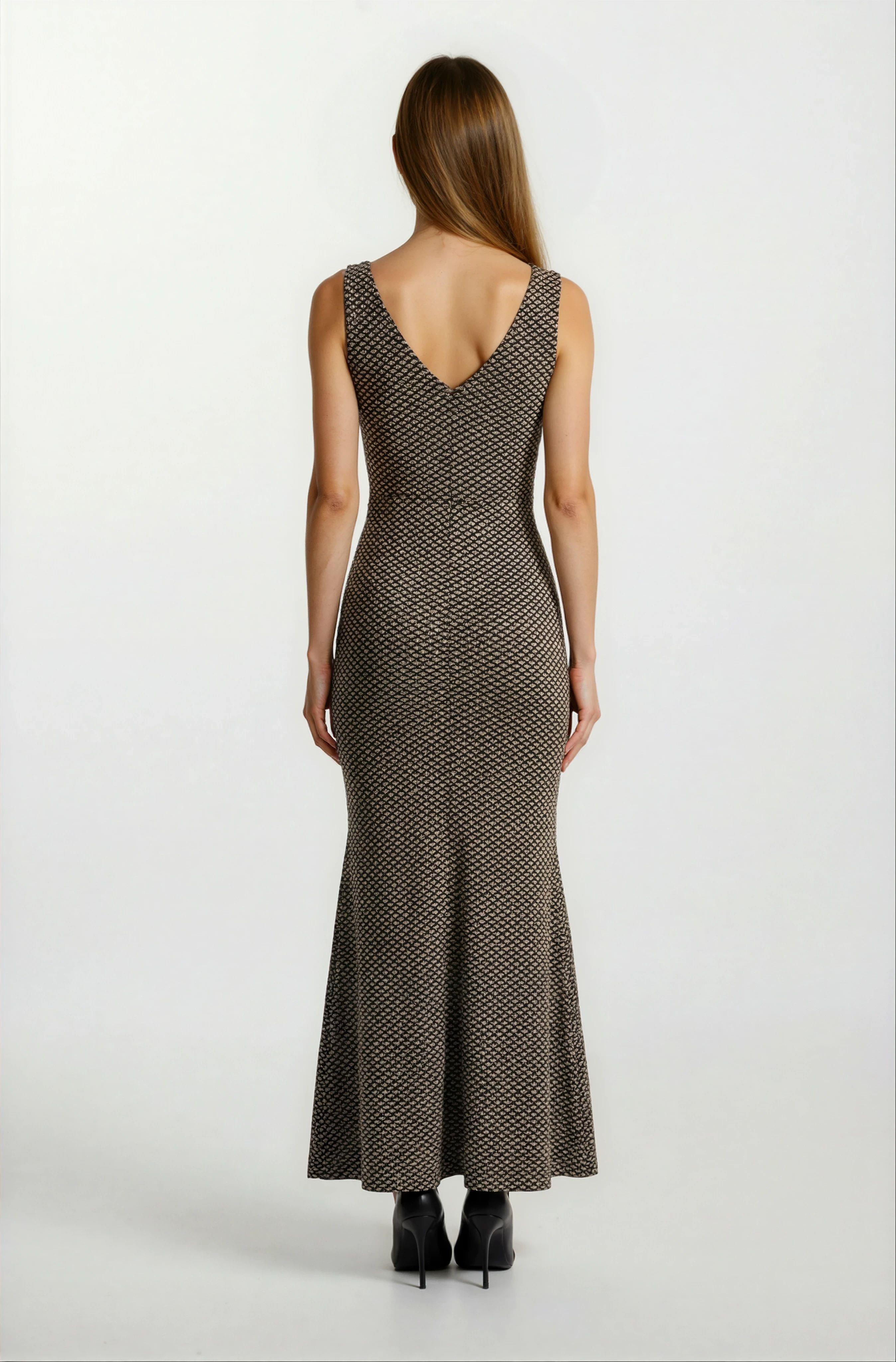 Orvanna Kruvaze Asimetrik Taşlı Uzun Abiye Elbise KAHVE