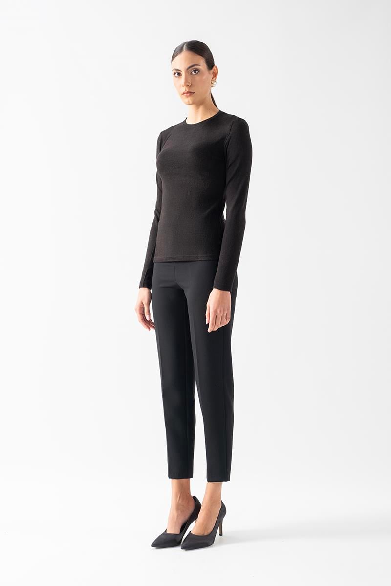 Osmanna Bisiklet Yaka Uzun Kol Triko Bluz SİYAH