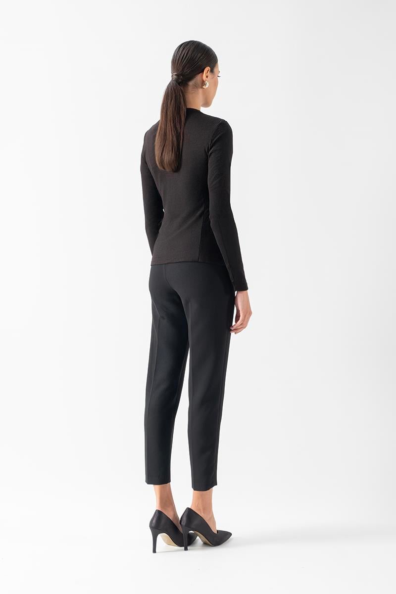 Osmanna Bisiklet Yaka Uzun Kol Triko Bluz SİYAH