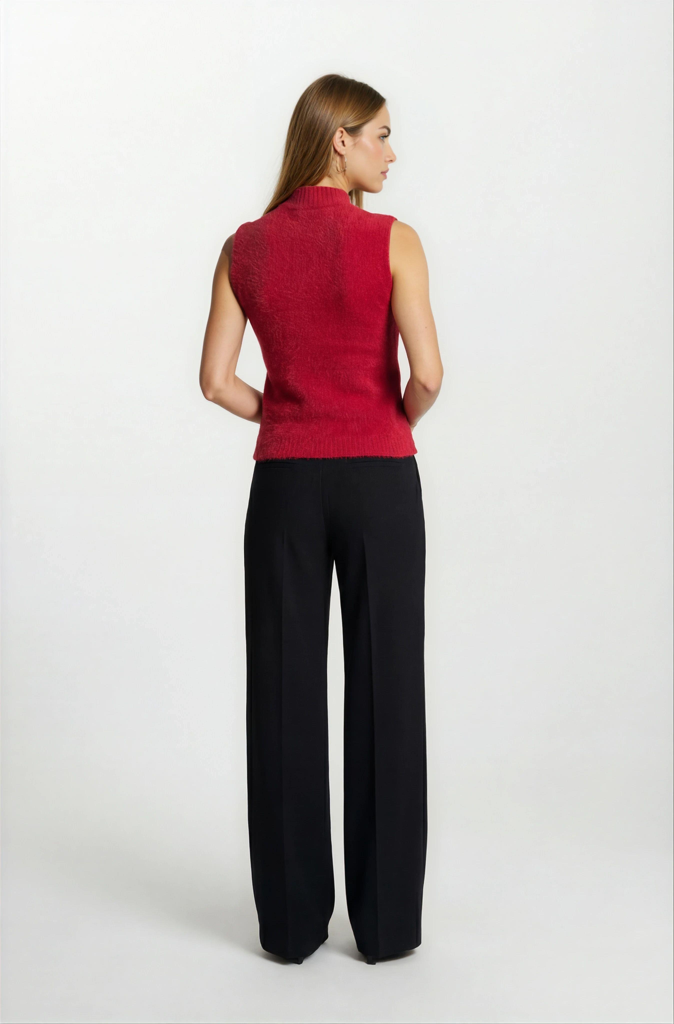 Ottavilla Yarım Balıkçı Kolsuz Triko BORDO