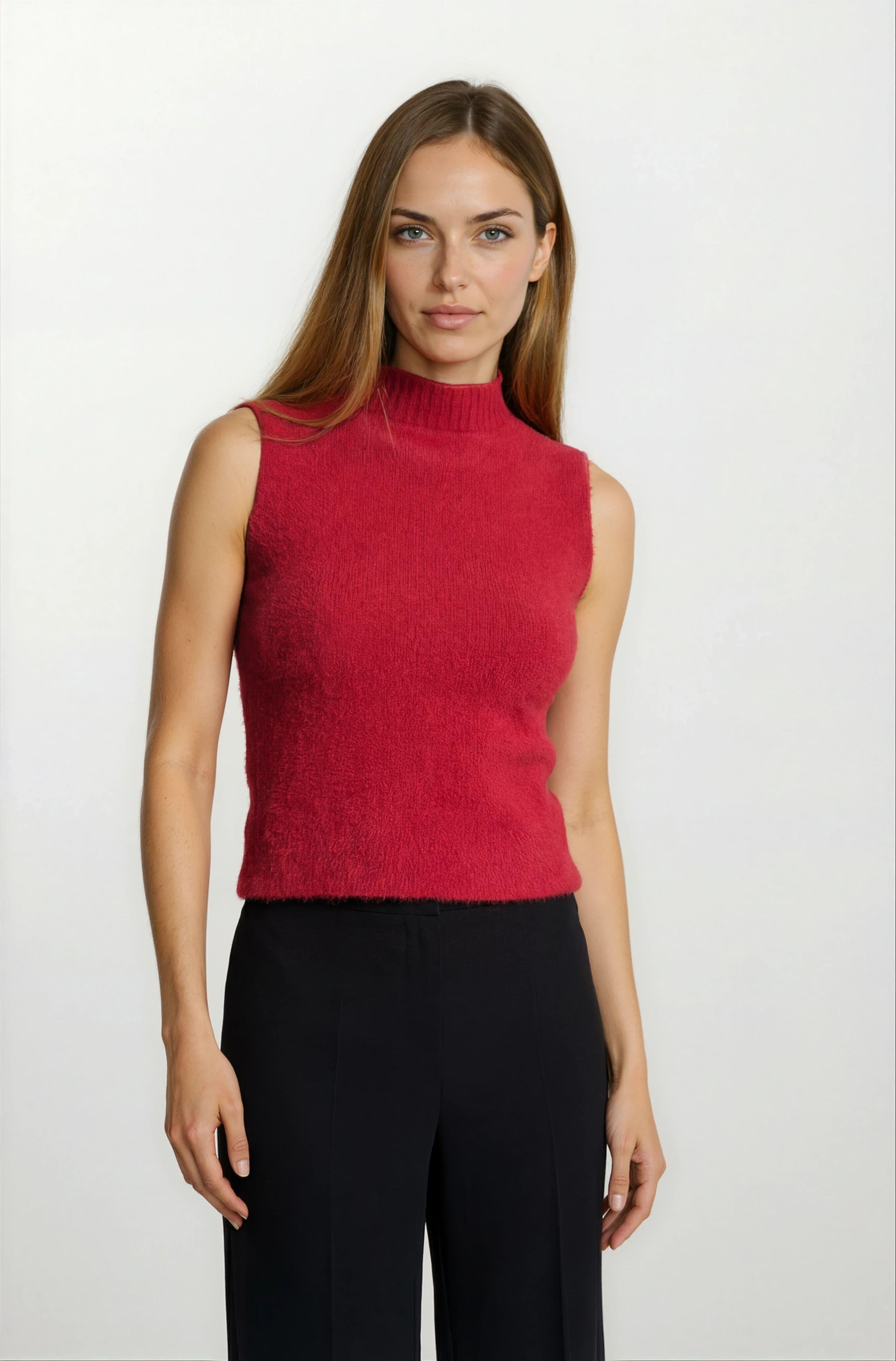 Ottavilla Yarım Balıkçı Kolsuz Triko BORDO