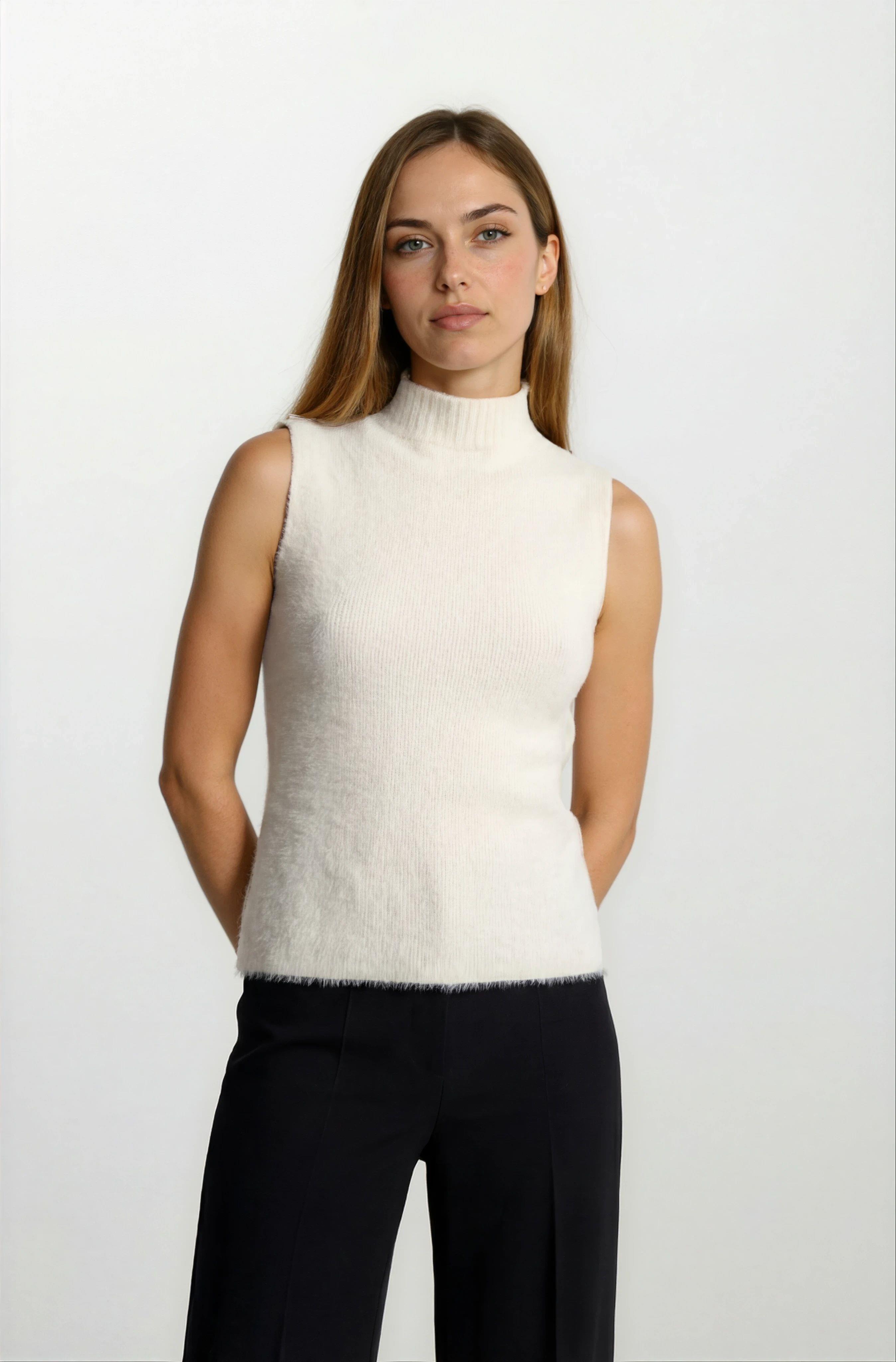 Ottavilla Yarım Balıkçı Kolsuz Triko EKRU