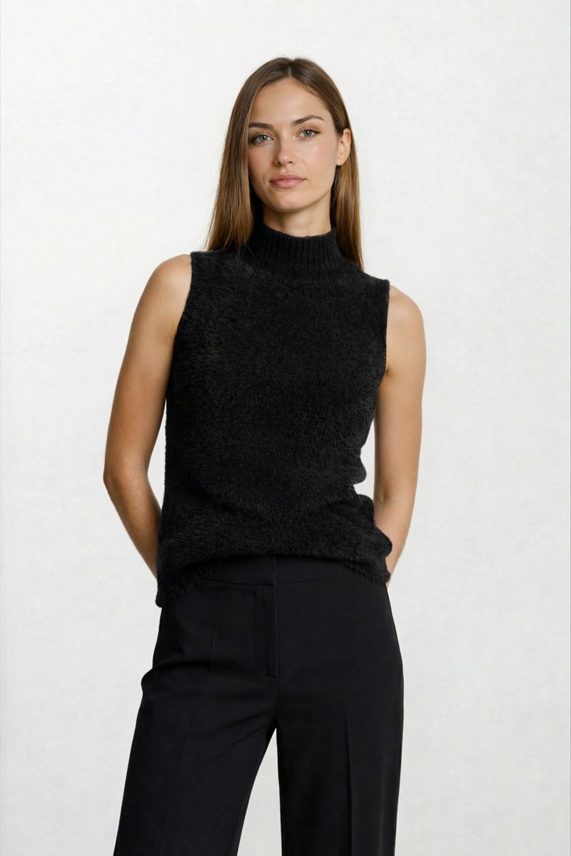 Ottavilla Yarım Balıkçı Kolsuz Triko SİYAH