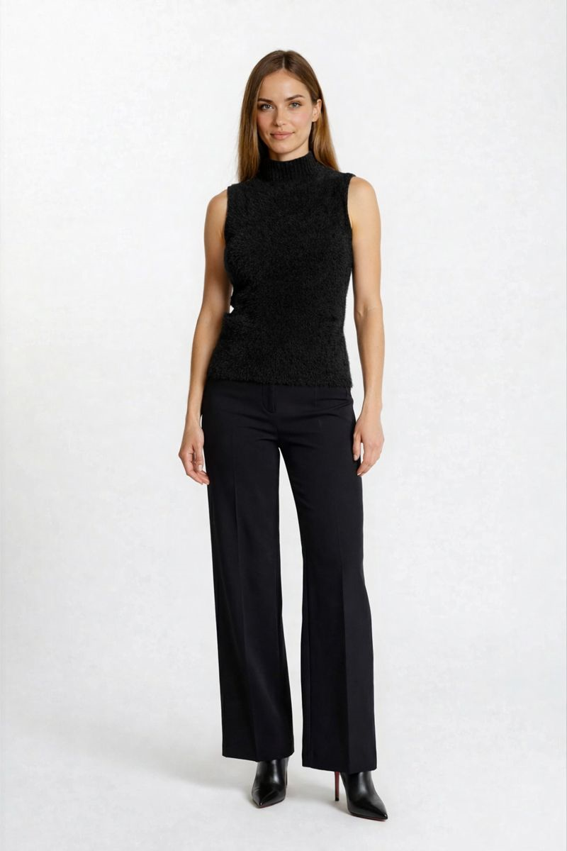 Ottavilla Yarım Balıkçı Kolsuz Triko SİYAH