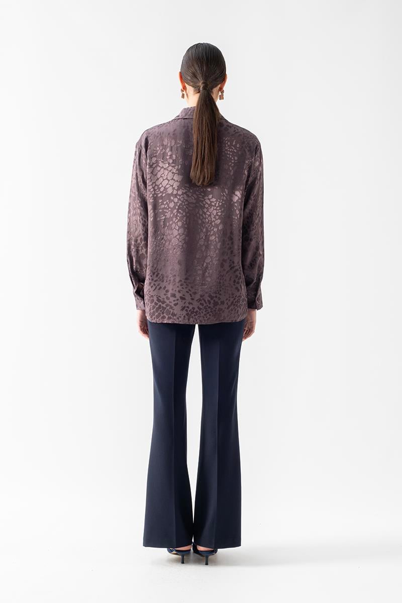 Ottelma Klasik Yaka Jakarlı Gömlek KAHVE