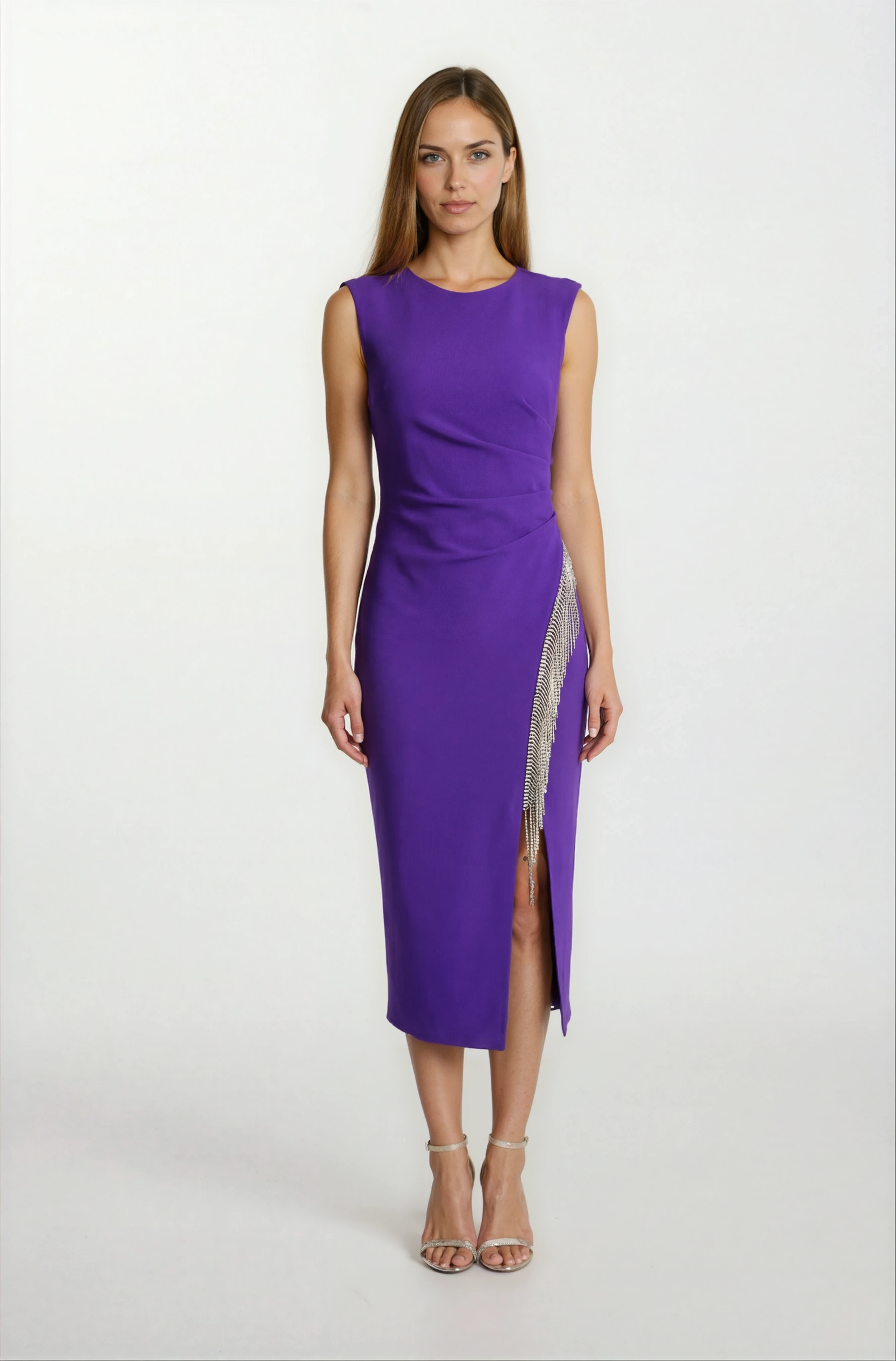 Panettiere Yandan Yırtmaçlı Şerit Aksesuar Detaylı Kısa Abiye Elbise MOR