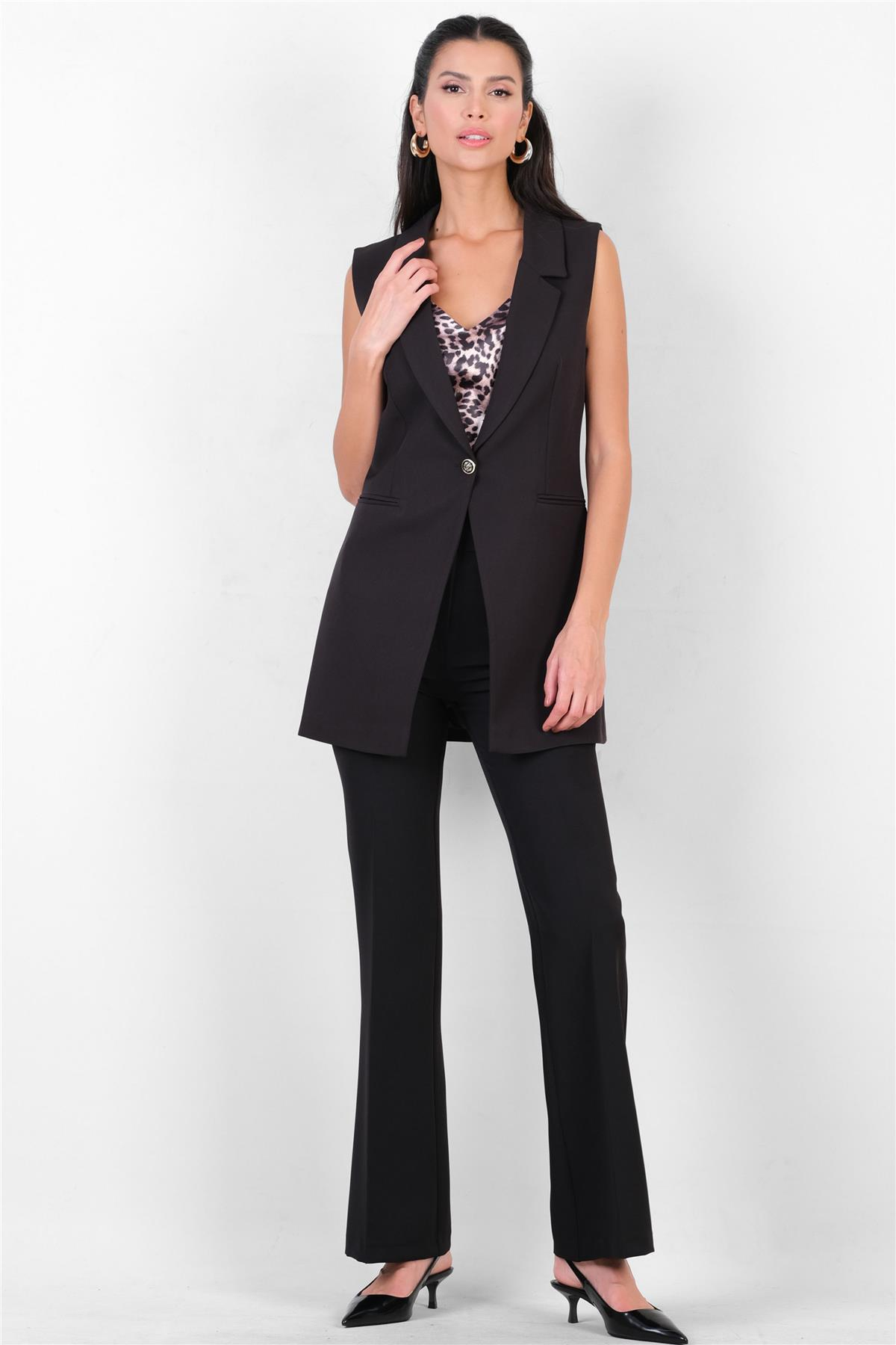 Pazira Gömlek Yaka Tek Düğme Yelek SİYAH