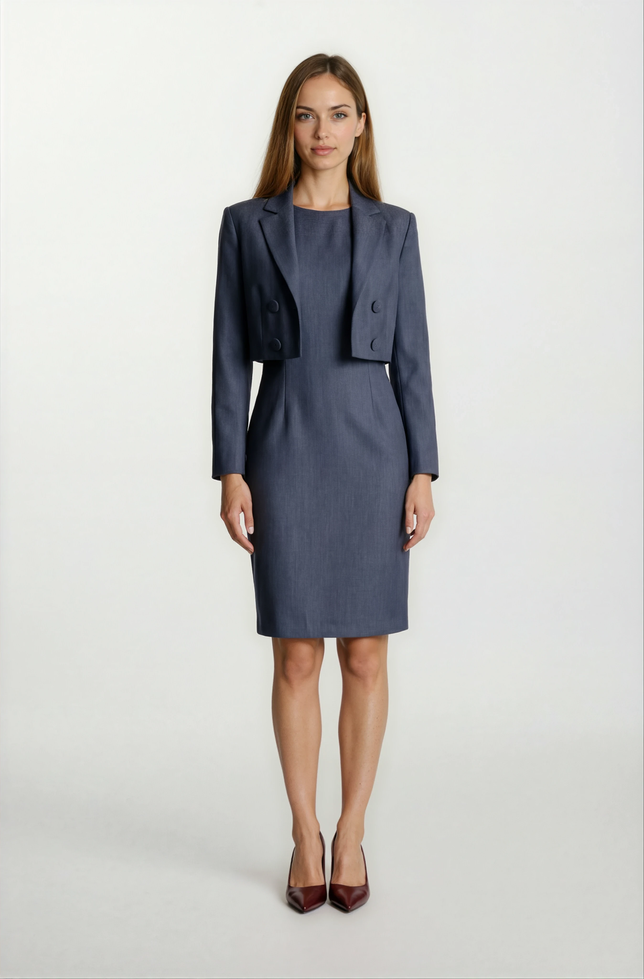 Pergentina İçi Kolsuz Üstü Crop Ceket Elbise LACİVERT