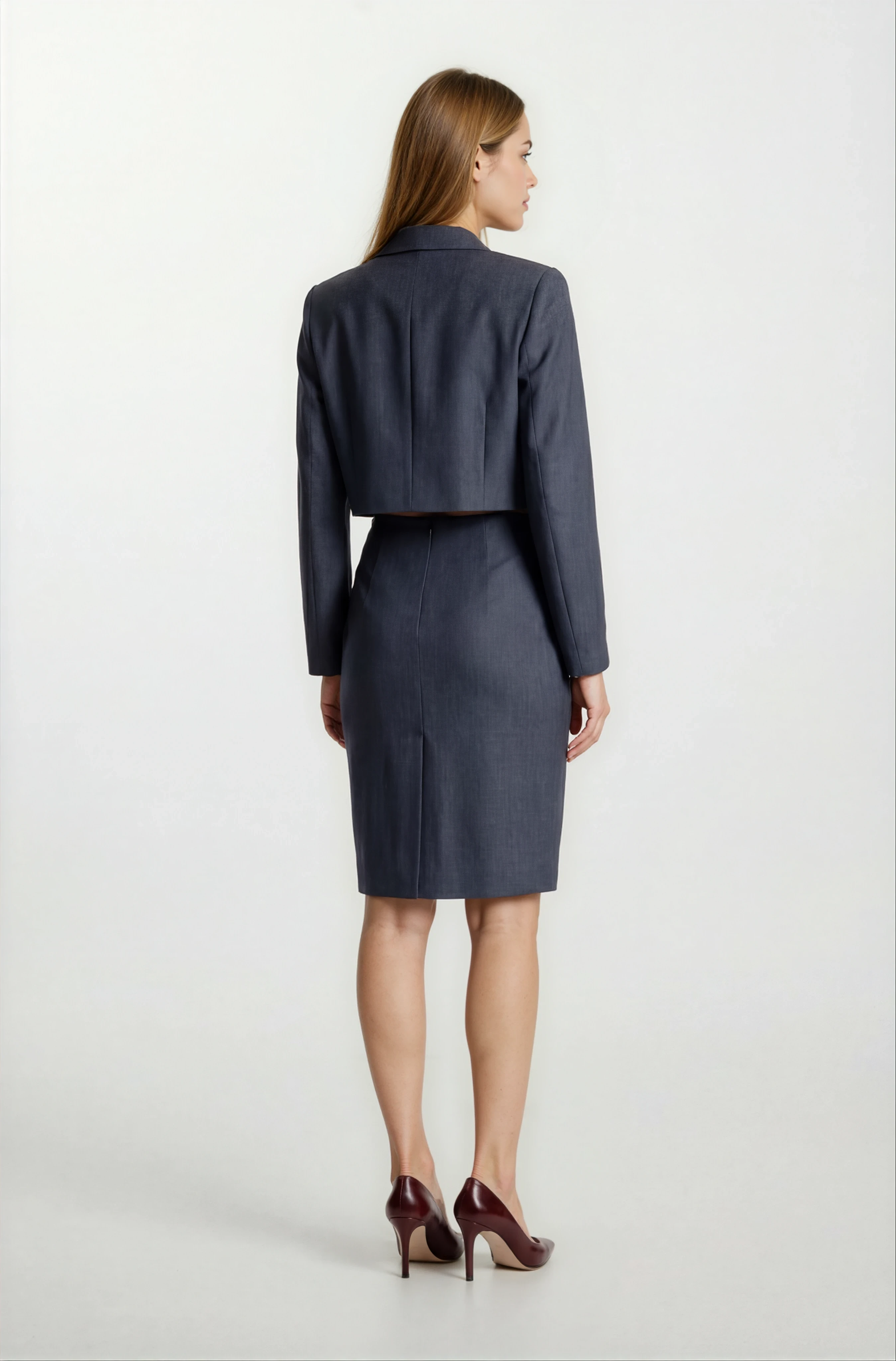 Pergentina İçi Kolsuz Üstü Crop Ceket Elbise LACİVERT