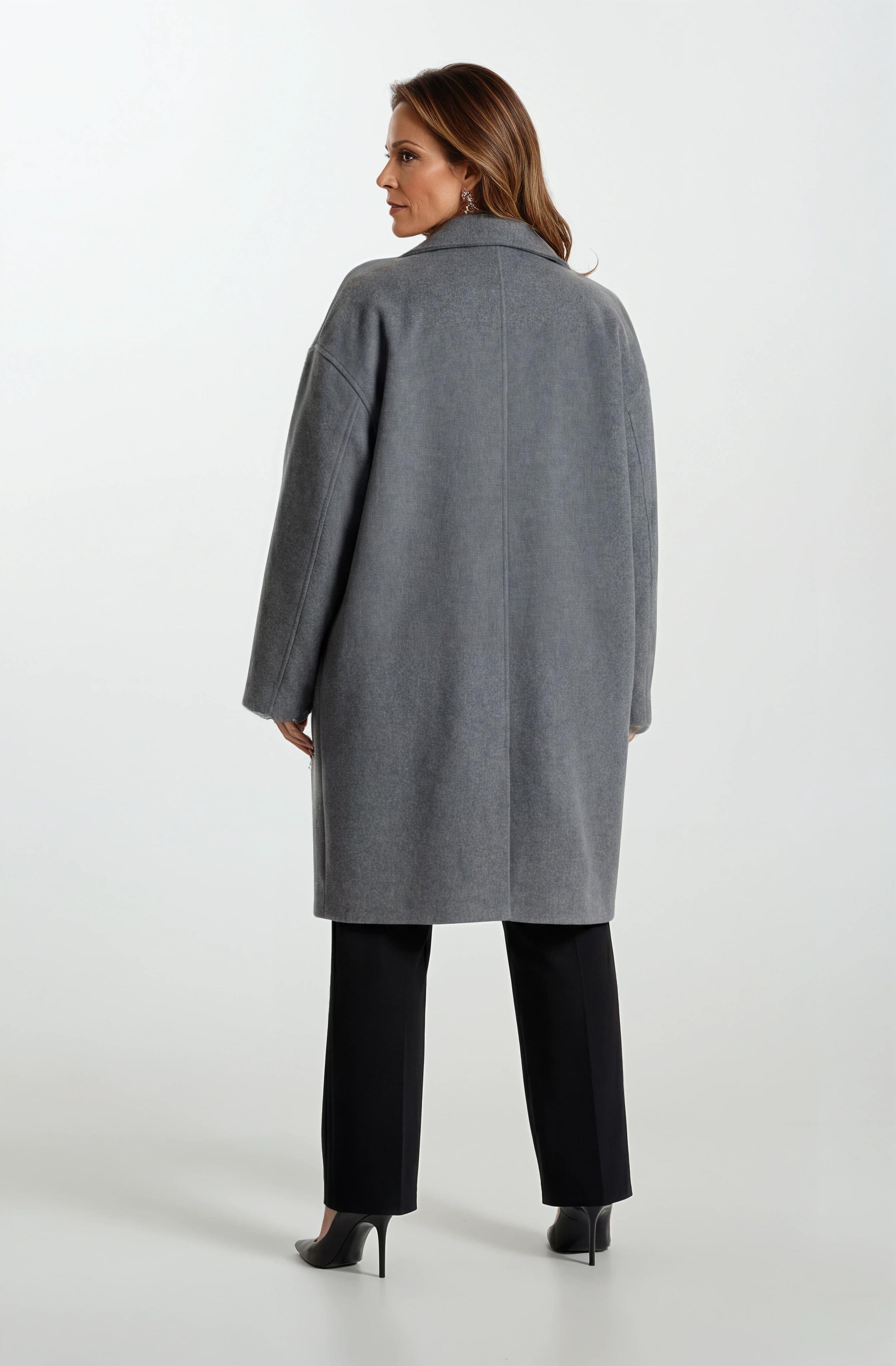 Perpetuo Kruvaze Oversıze Yandan Cepli Kaban GRİ