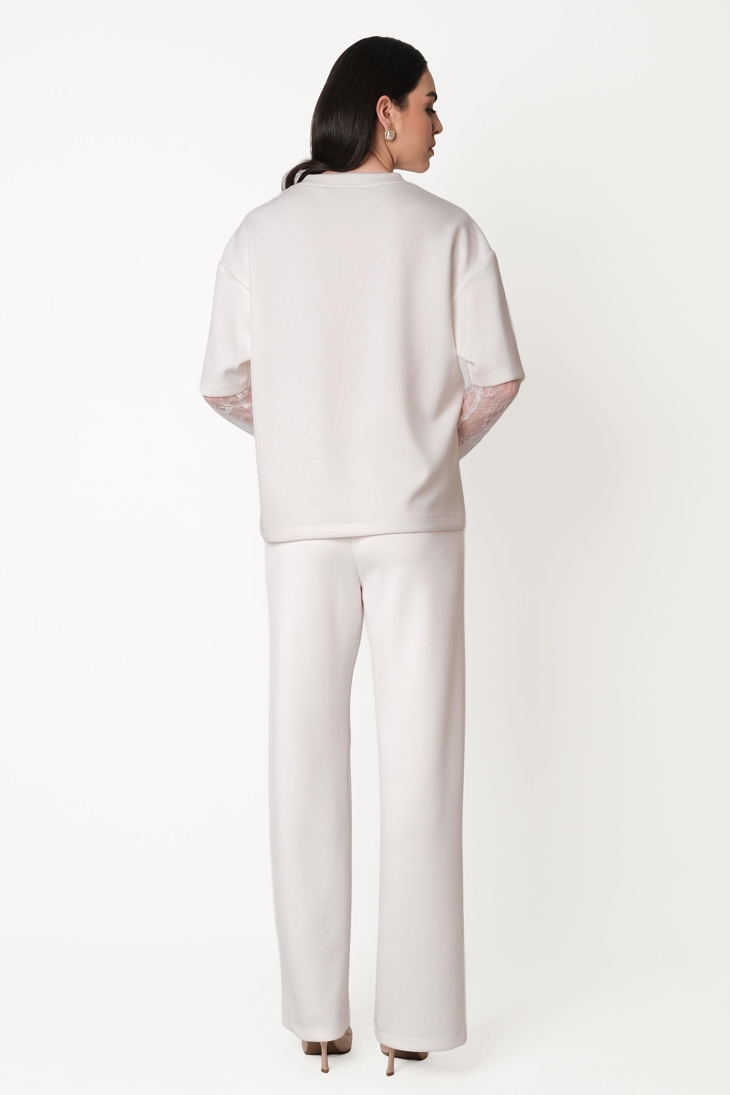 Persilio Beli Lastikli Bol Paça Pantolon EKRU