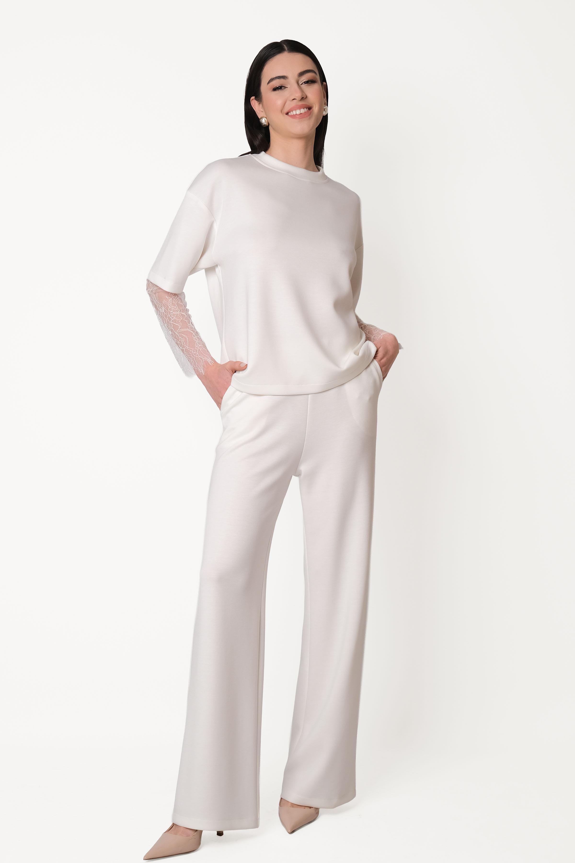 Persilio Beli Lastikli Bol Paça Pantolon EKRU