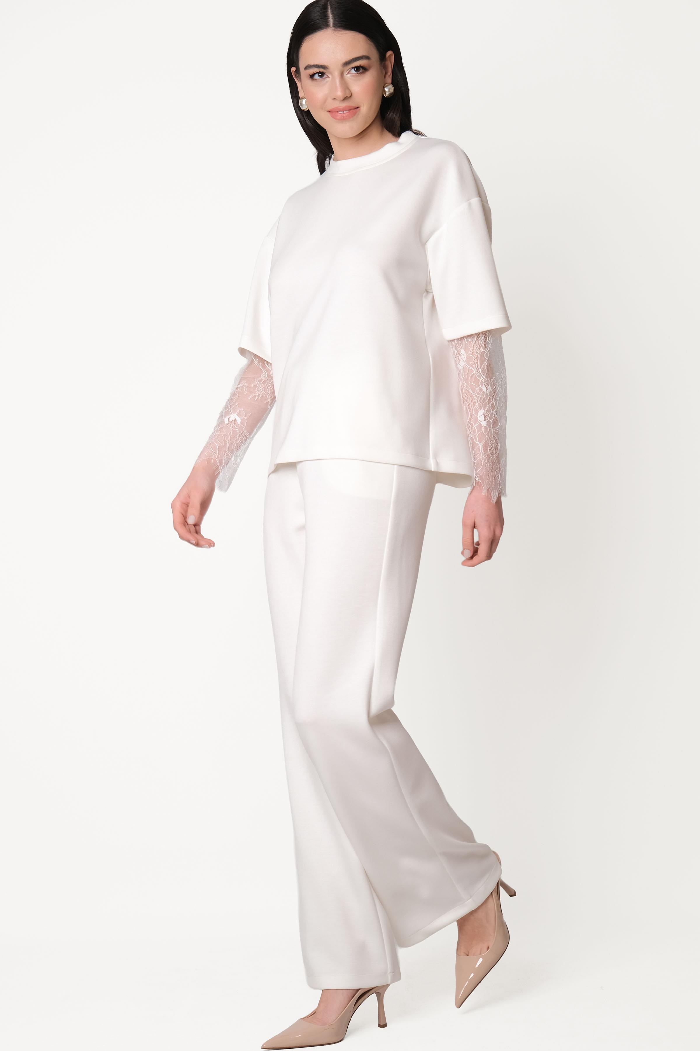 Persilio Beli Lastikli Bol Paça Pantolon EKRU