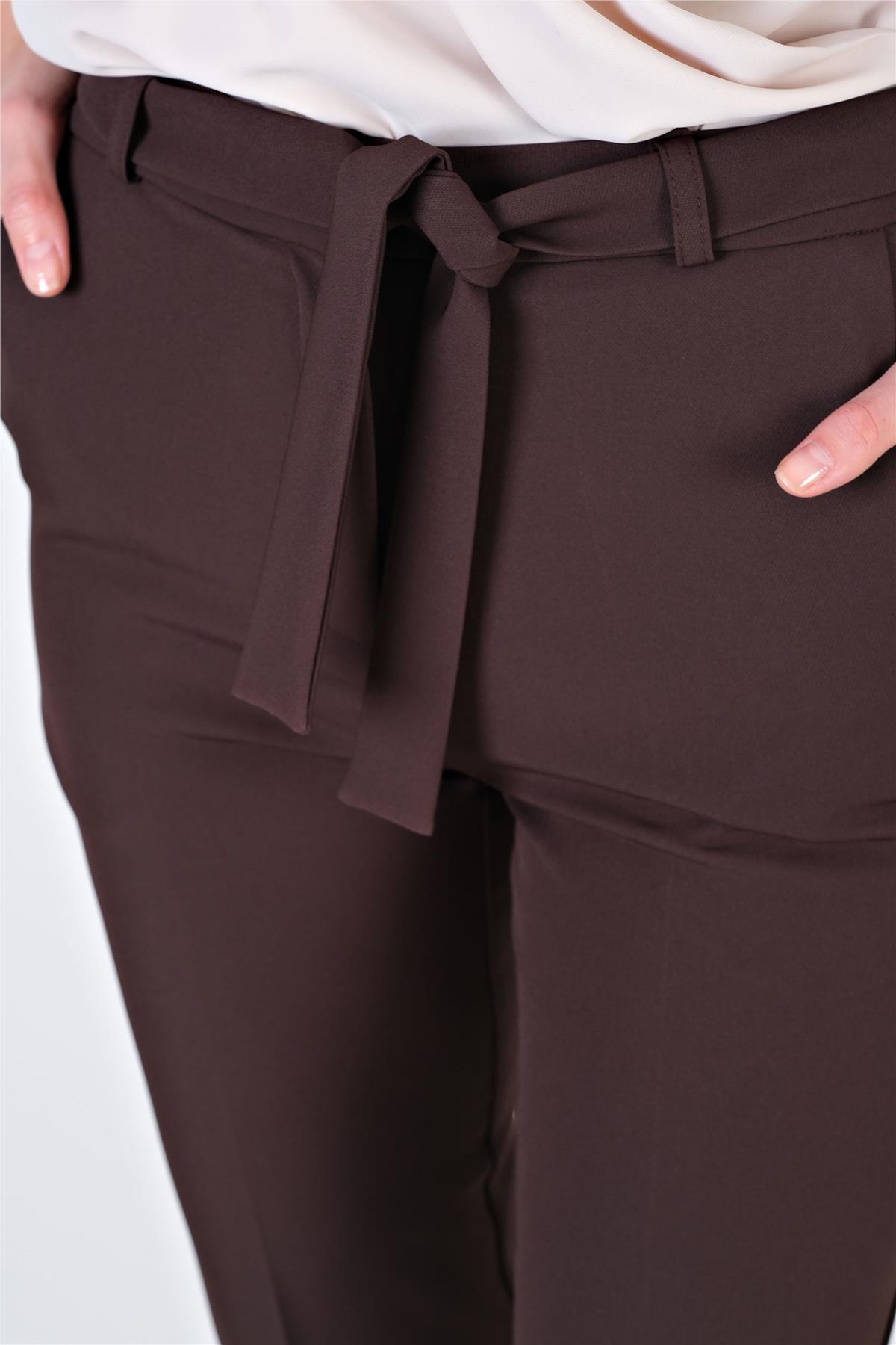 Peters Bel Kuşaklı Dar Paça Pantolon KAHVE
