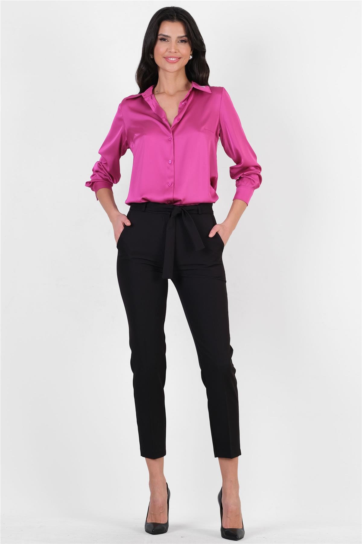 Peters Bel Kuşaklı Dar Paça Pantolon SİYAH